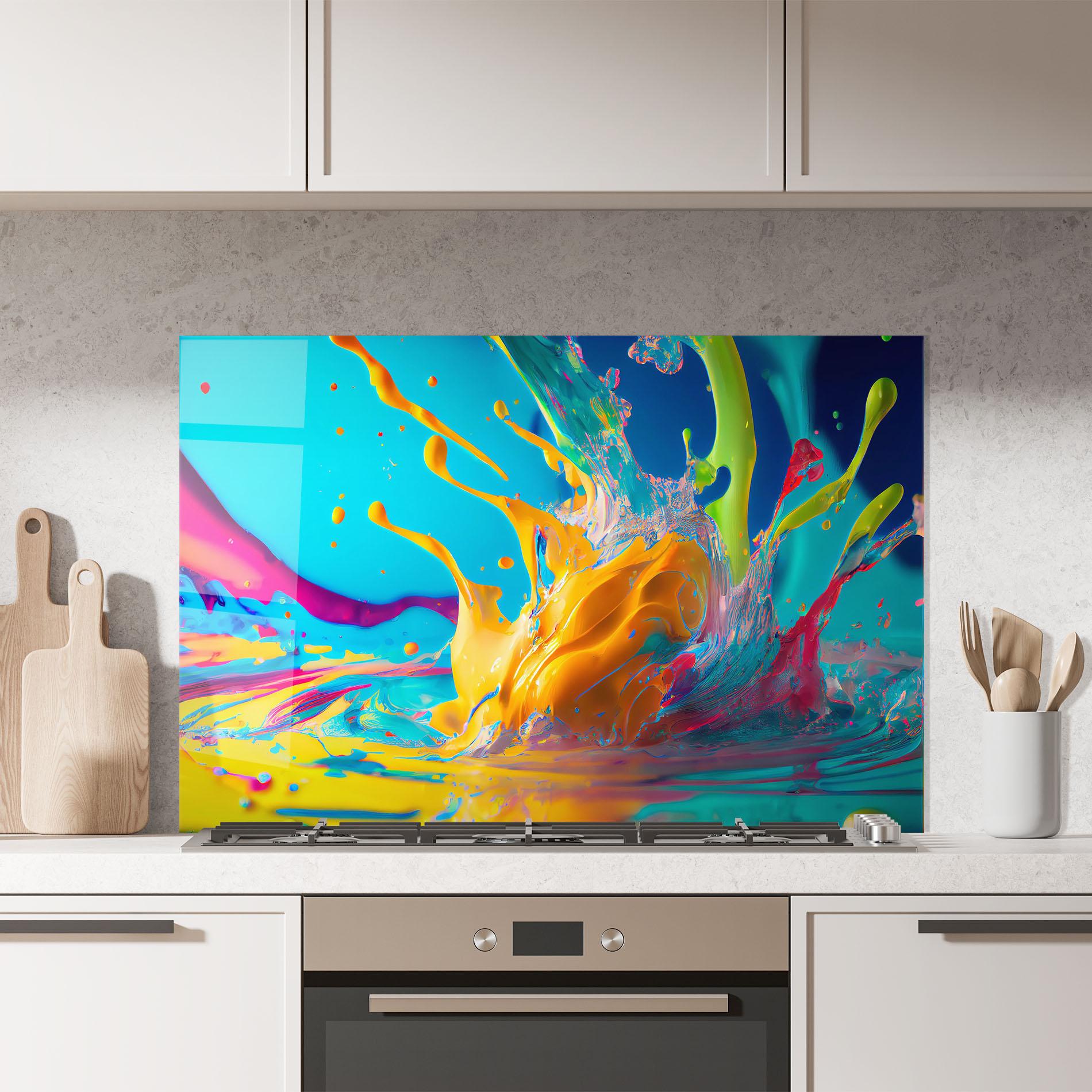 Panel Szklany do Kuchni Colorful Water Splashing mockup 7