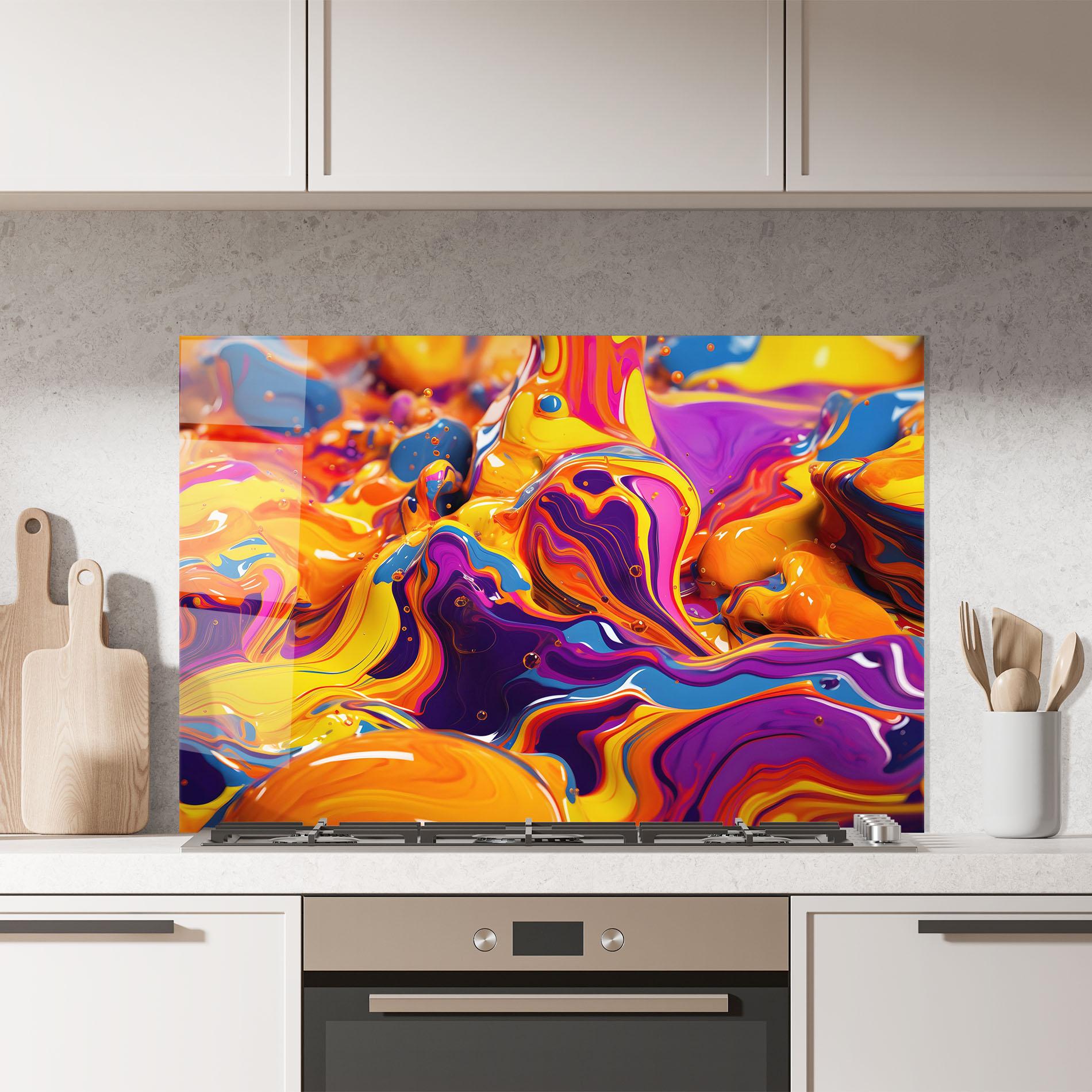 Panel Szklany do Kuchni Colorful Waves mockup 7