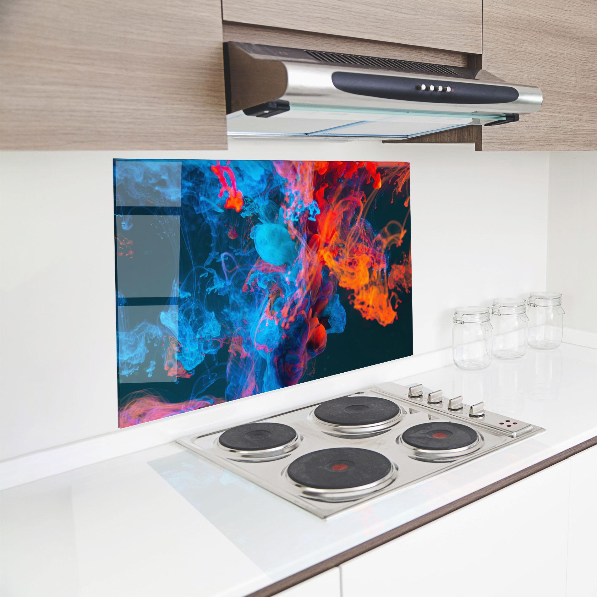 Panel Szklany do Kuchni Abstract Blue And Red mockup 8