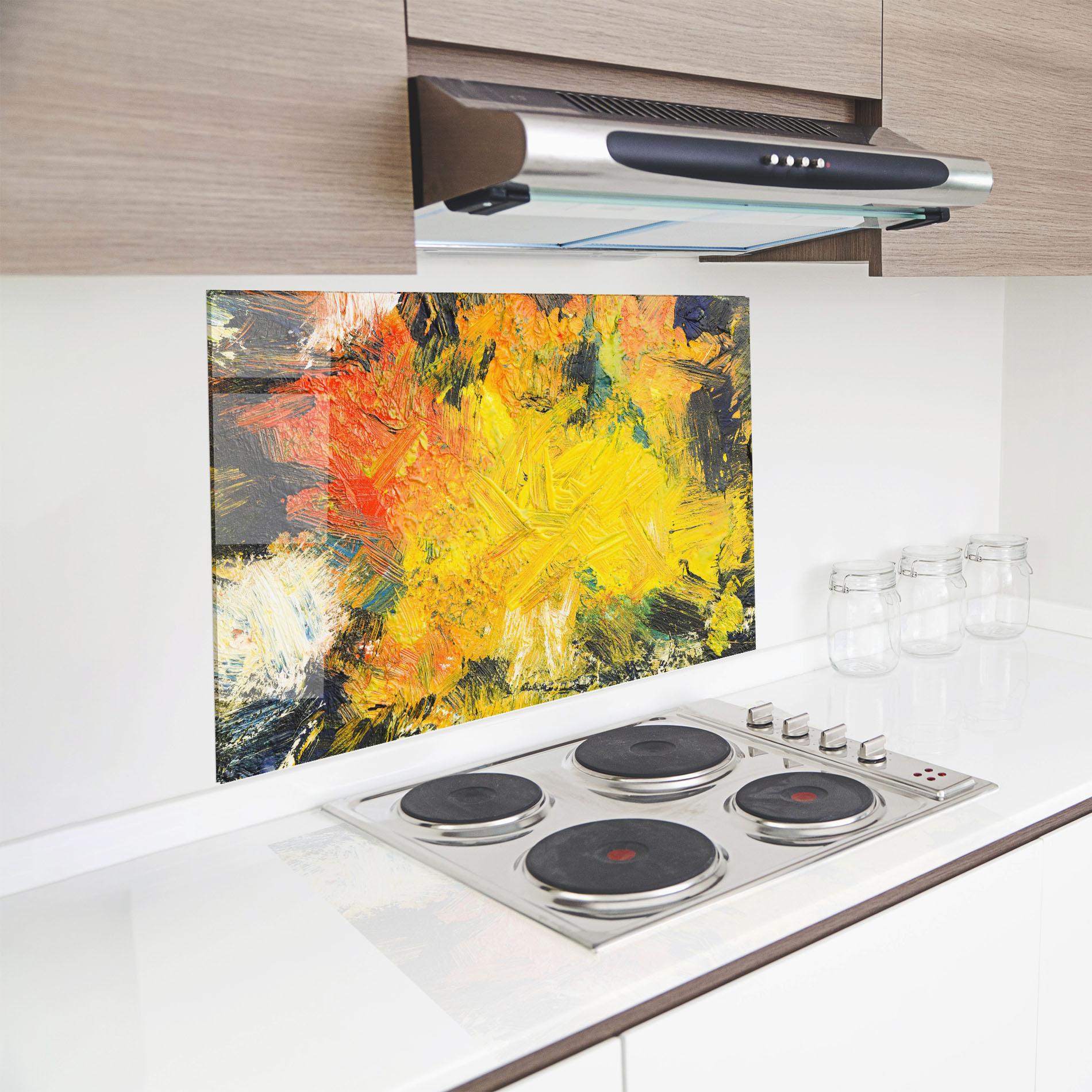 Panel Szklany do Kuchni Artistic Yellow Painting mockup 8