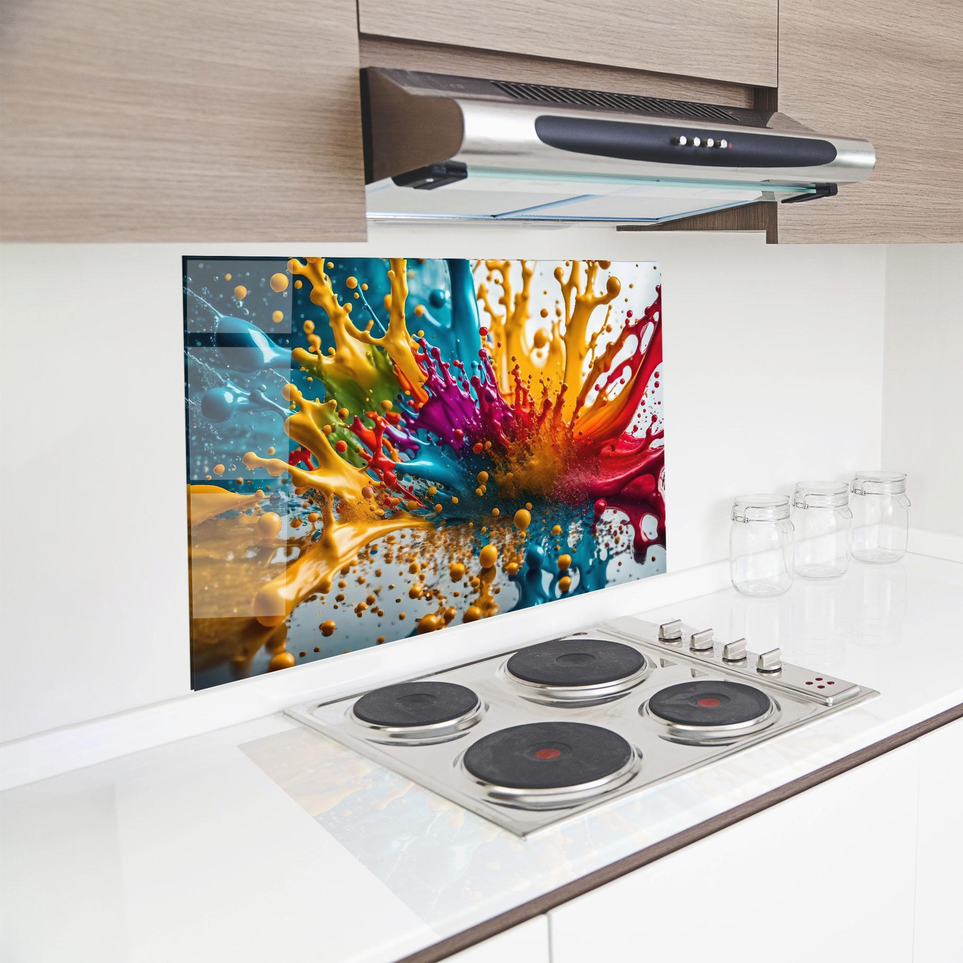 Panel Szklany do Kuchni Colorful Water Splash mockup 8