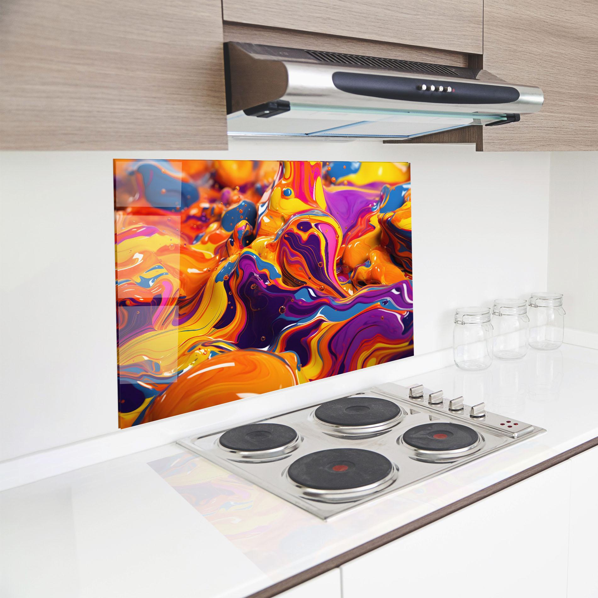 Panel Szklany do Kuchni Colorful Waves mockup 8