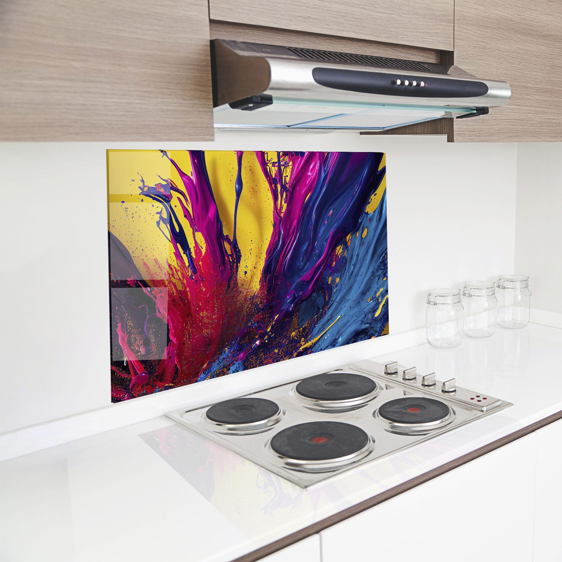 Panel Szklany do Kuchni Purple And Blue Splash mockup 8