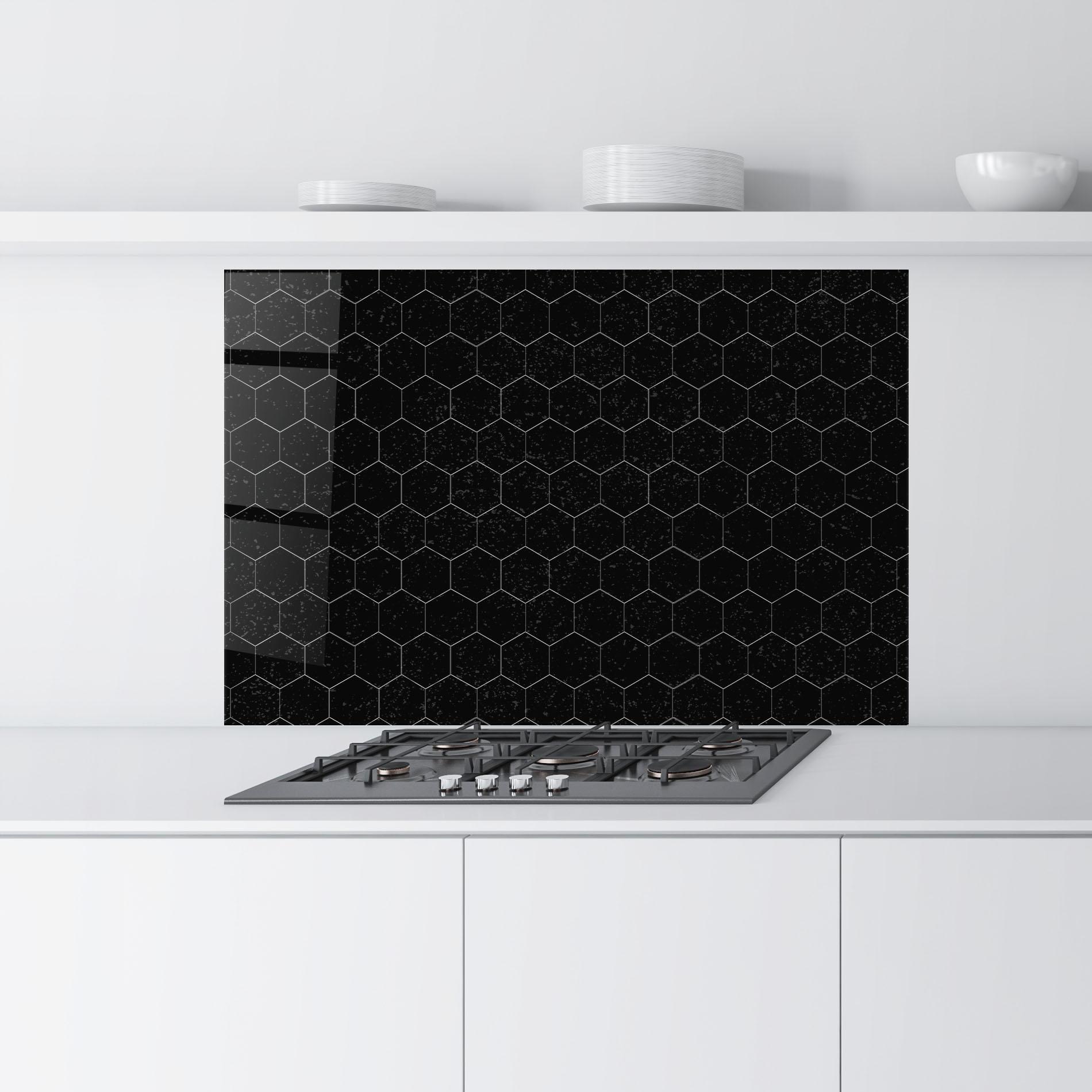 Panel Szklany do Kuchni Black Hexagon mockup 9
