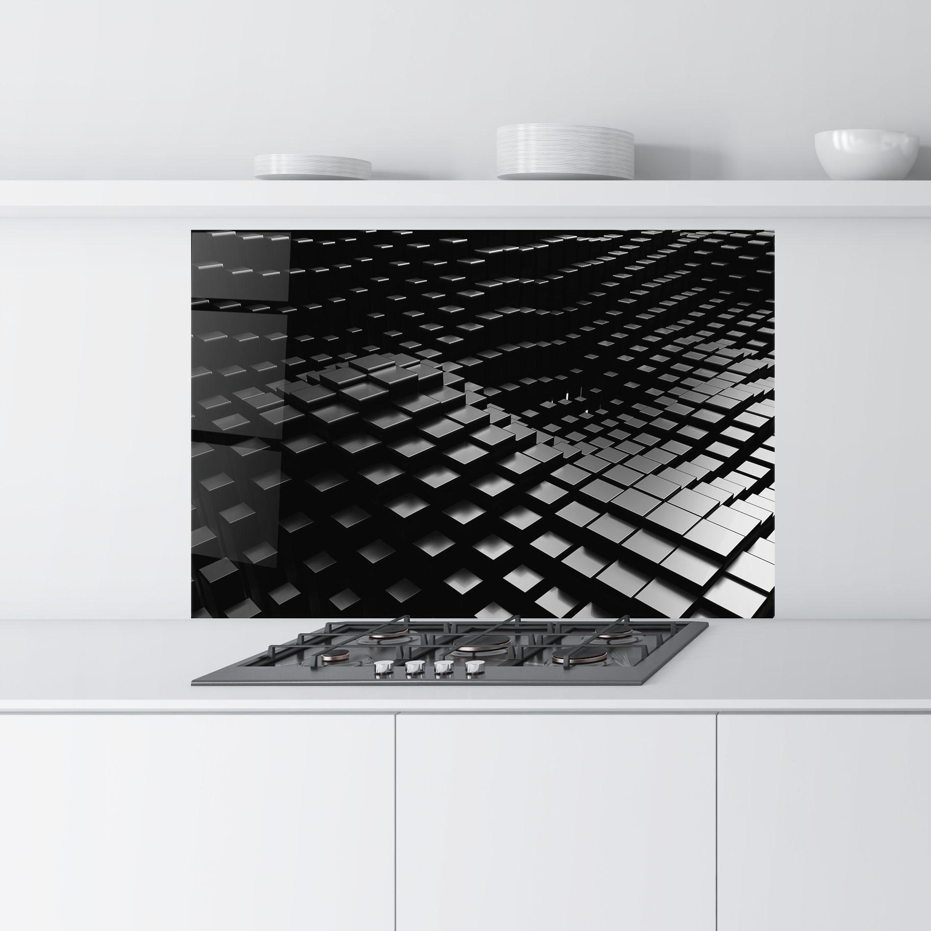 Panel Szklany do Kuchni Black Square Wave mockup 9