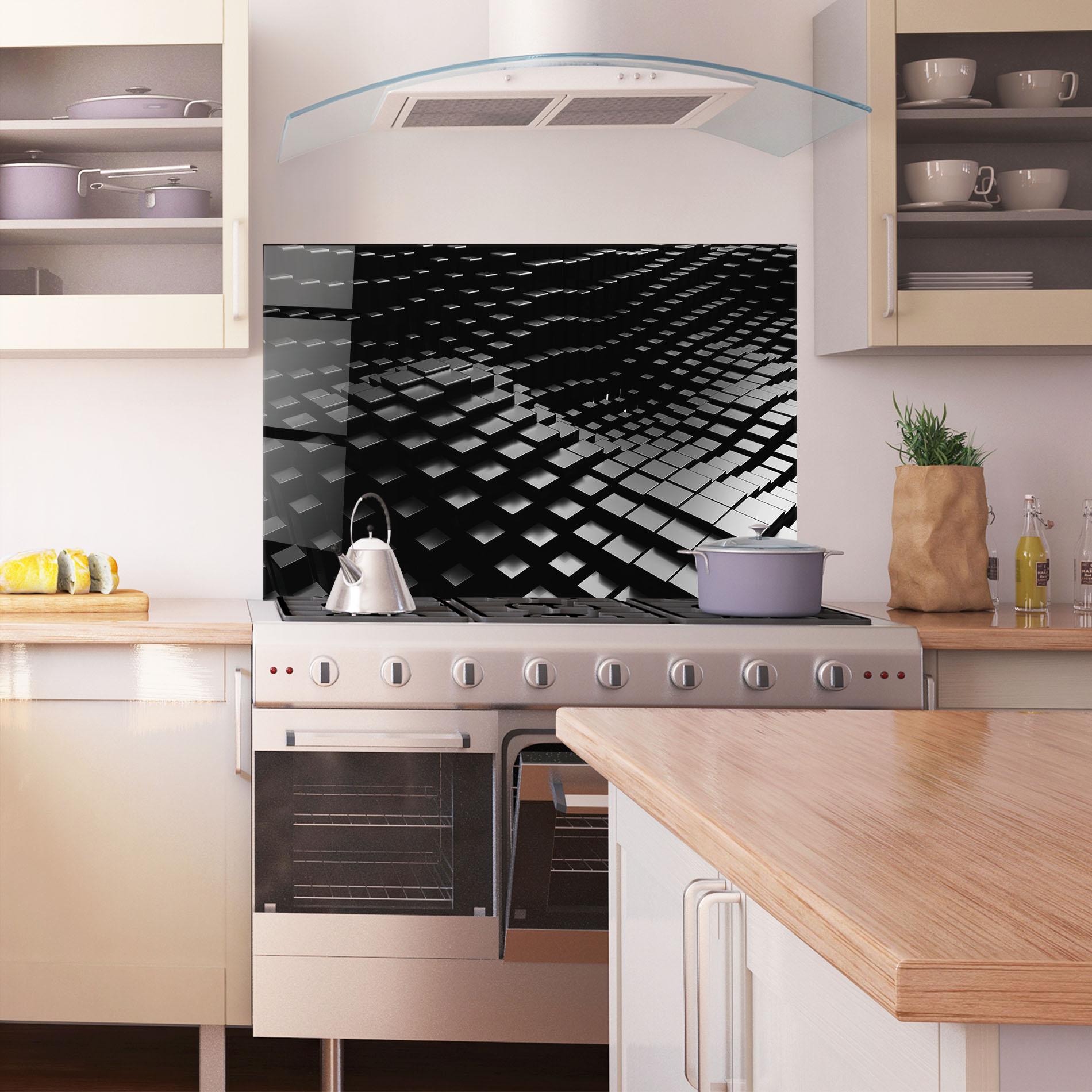 Panel Szklany do Kuchni Black Square Wave mockup 1