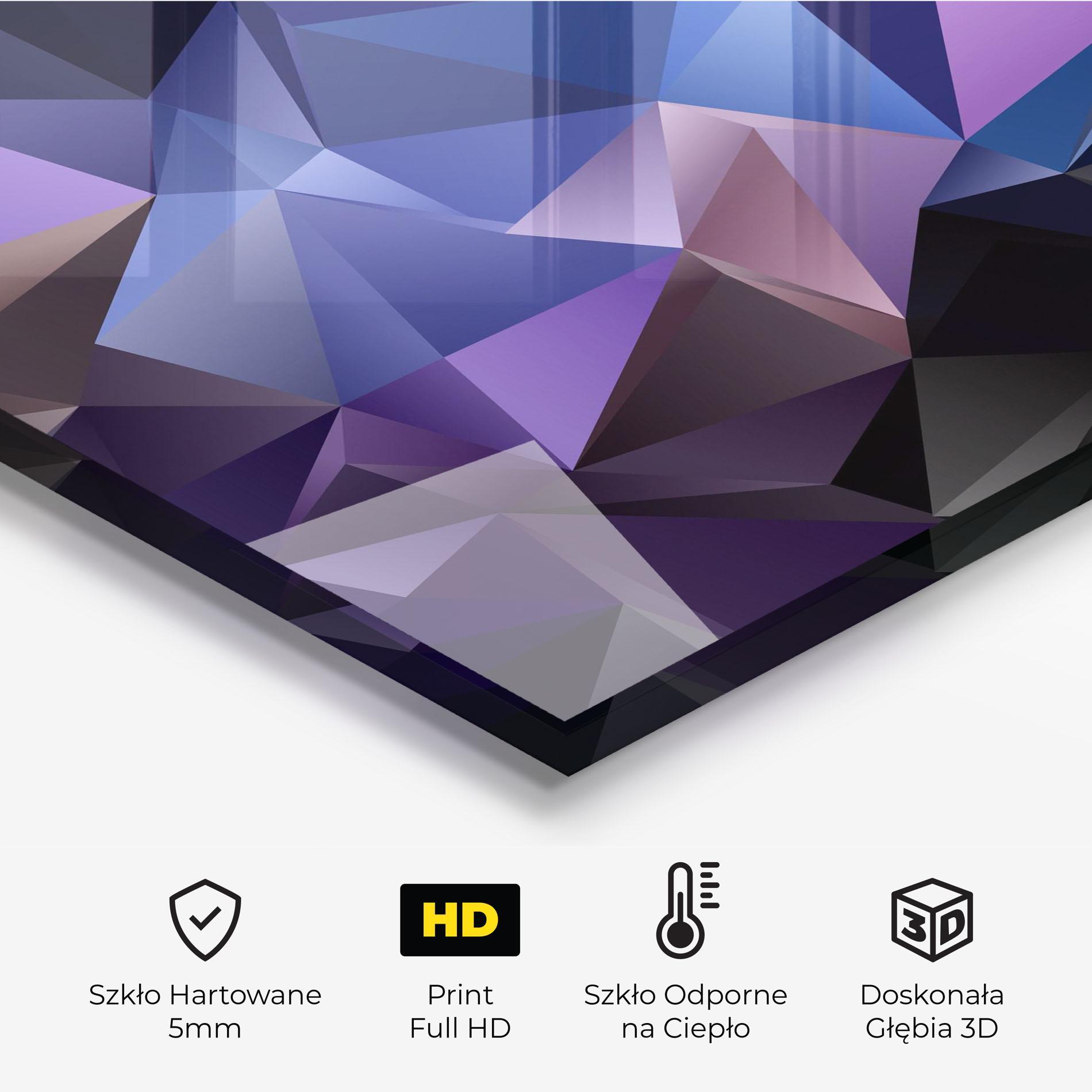 Panel Szklany do Kuchni Black Purple Triangle mockup 2