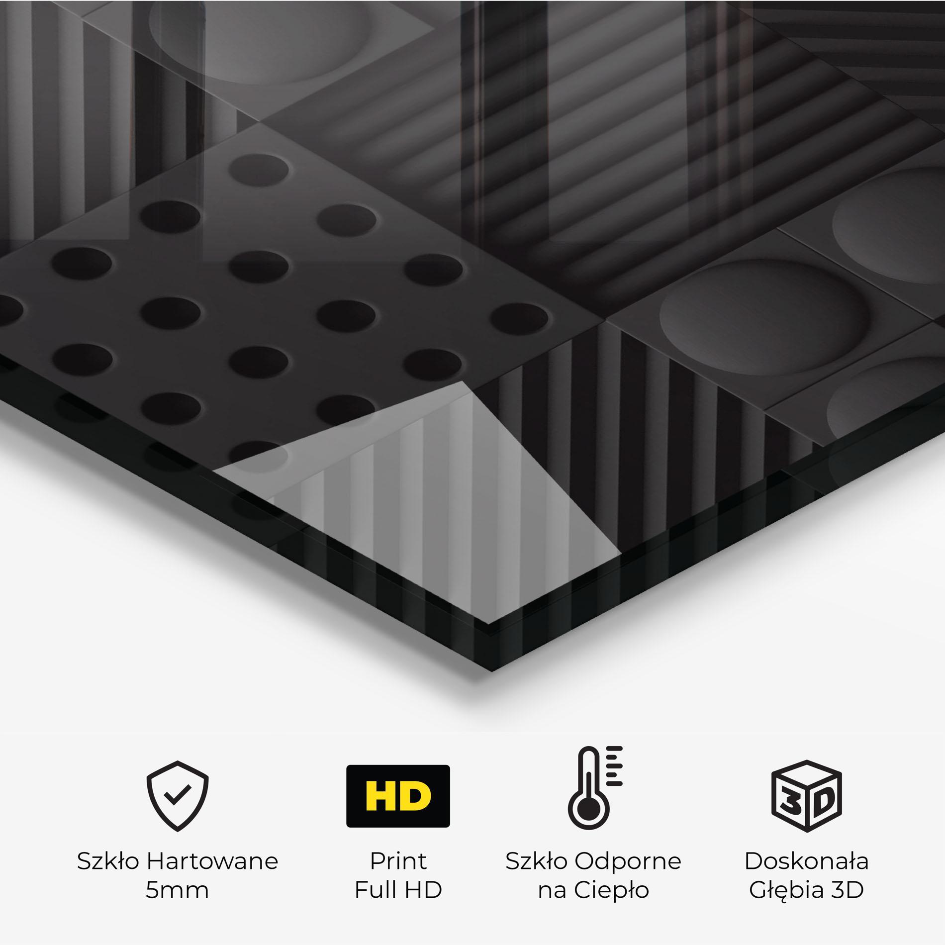 Panel Szklany do Kuchni Black Square Circle mockup 2