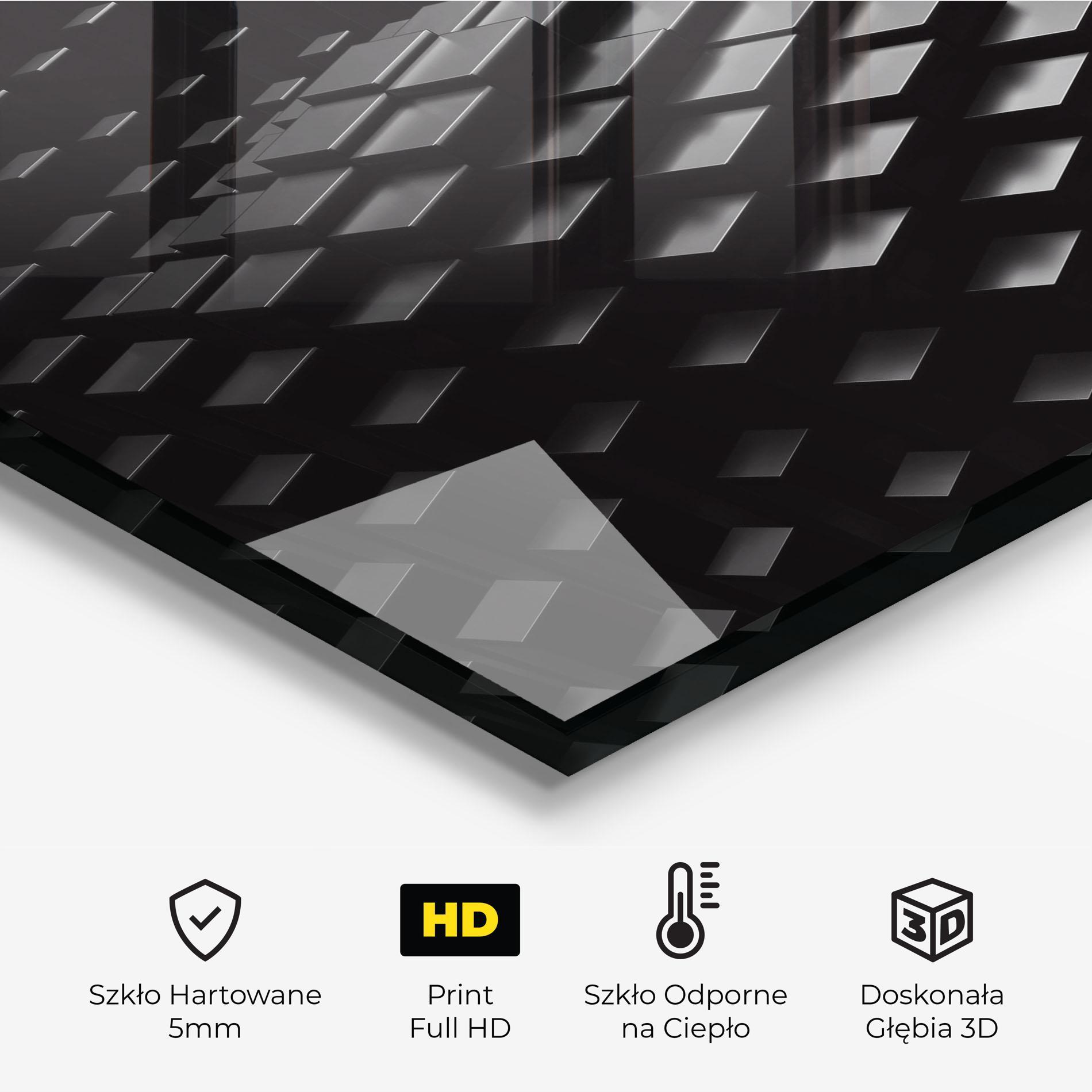 Panel Szklany do Kuchni Black Square Wave mockup 2