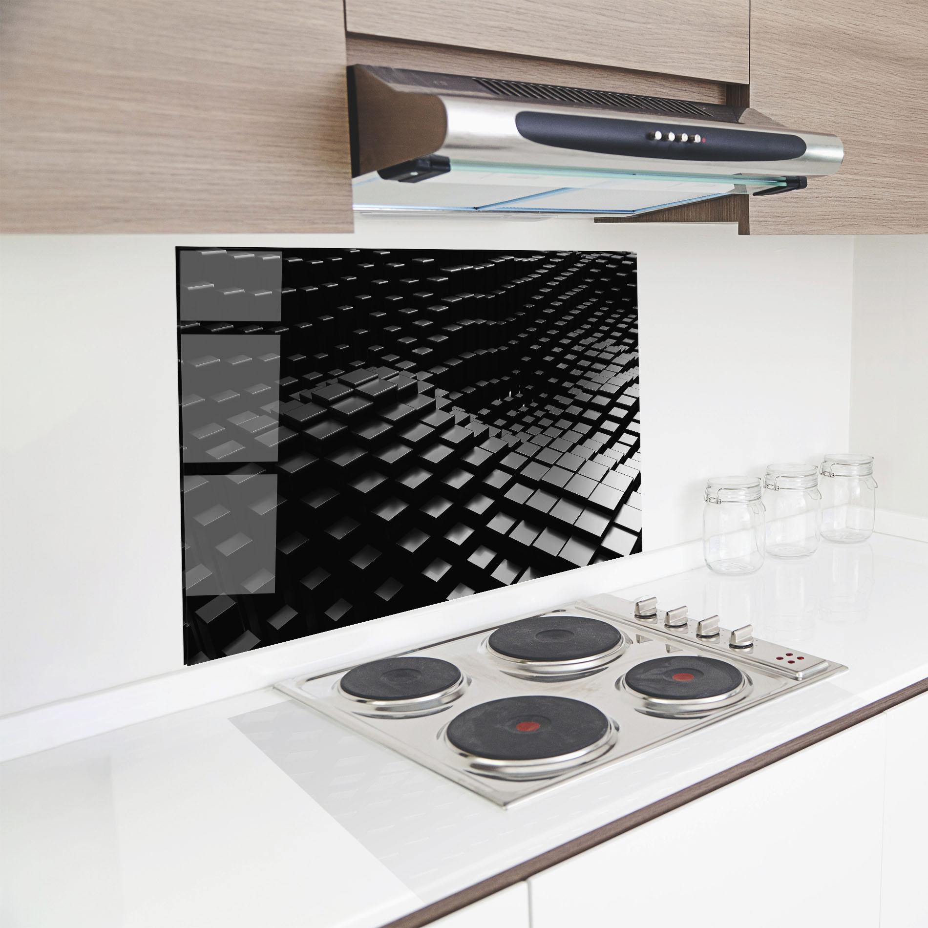 Panel Szklany do Kuchni Black Square Wave mockup 8