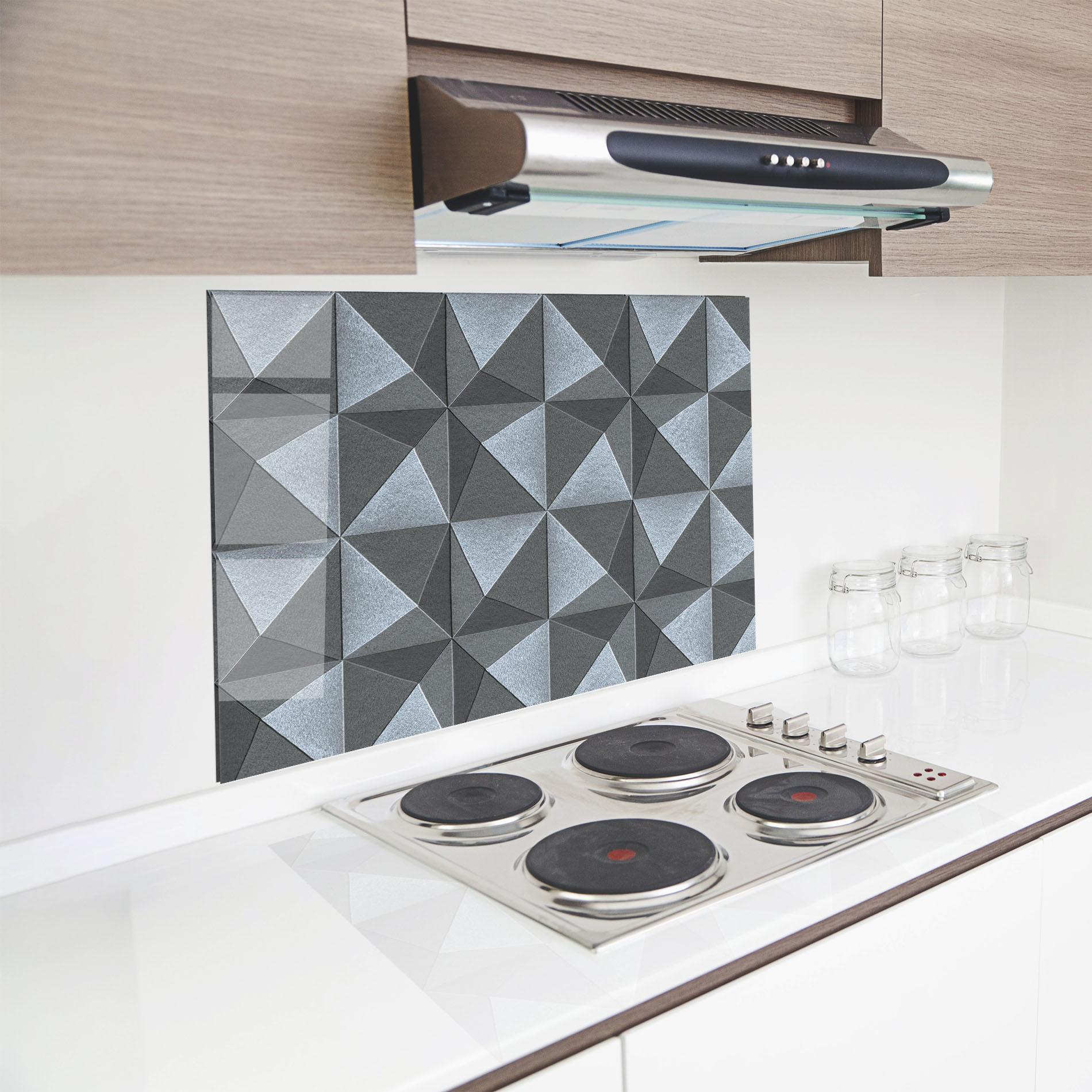 Panel Szklany do Kuchni Grey Triangle Square mockup 8