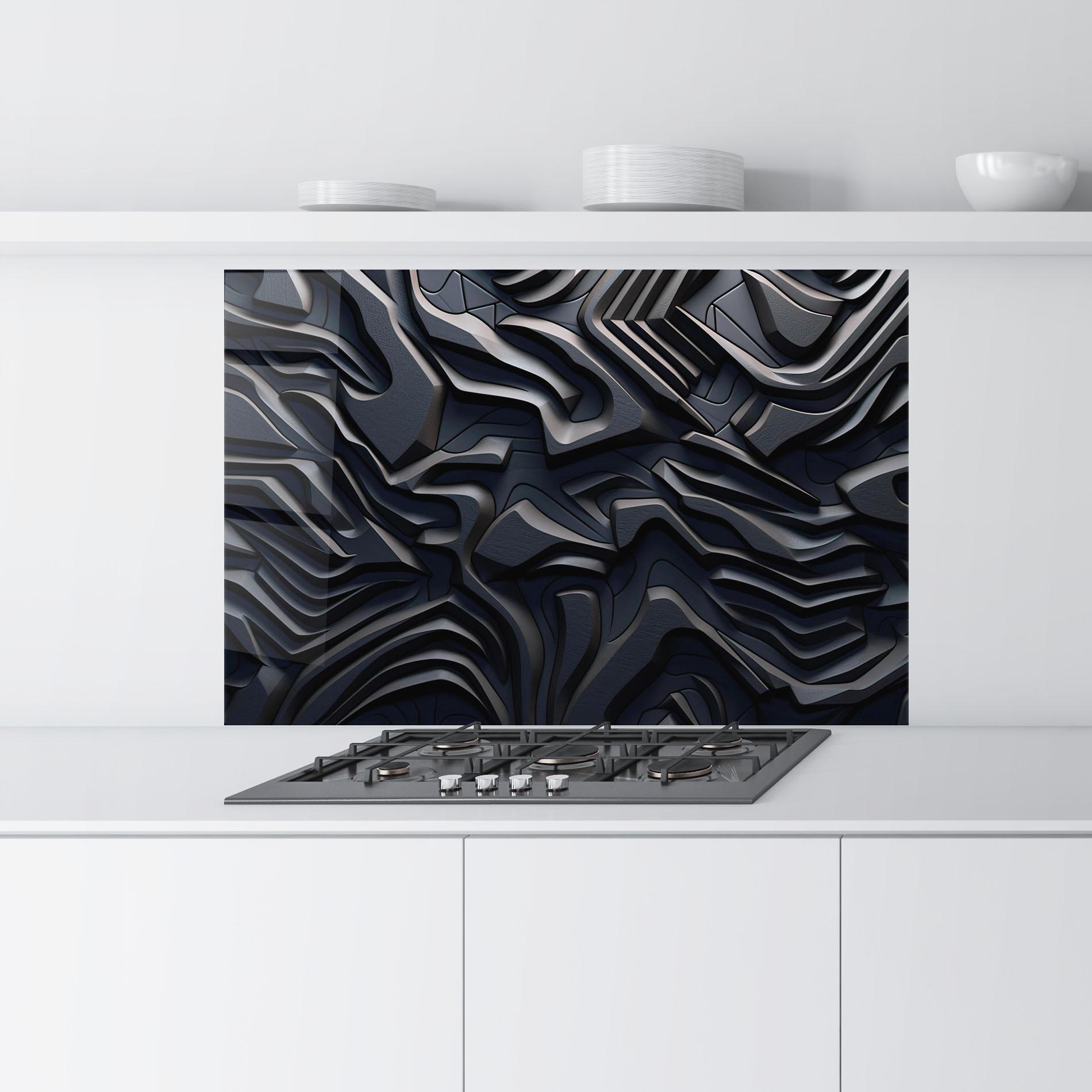 Panel Szklany do Kuchni Black 3d Lines mockup 9
