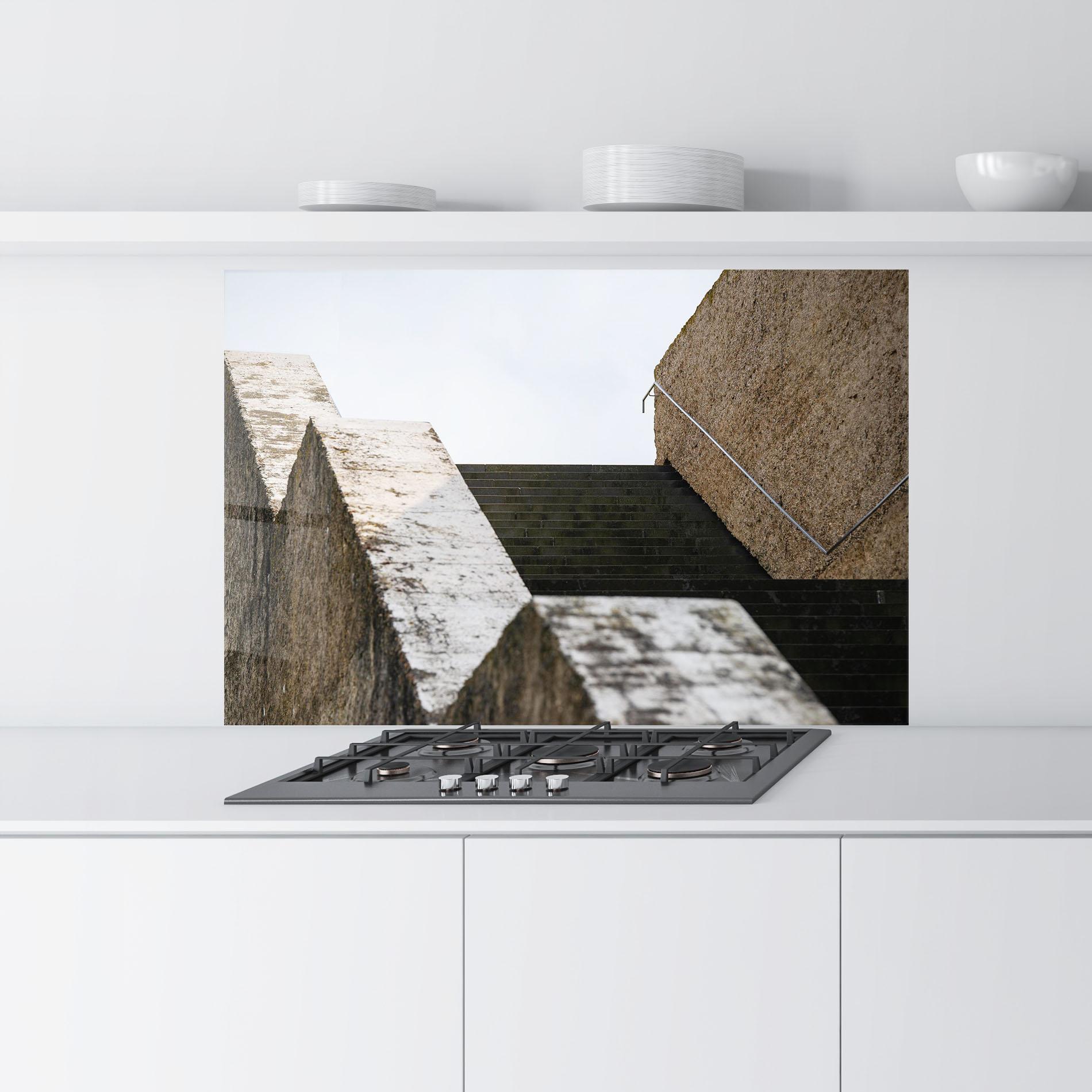 Panel Szklany do Kuchni Black Stairs mockup 9