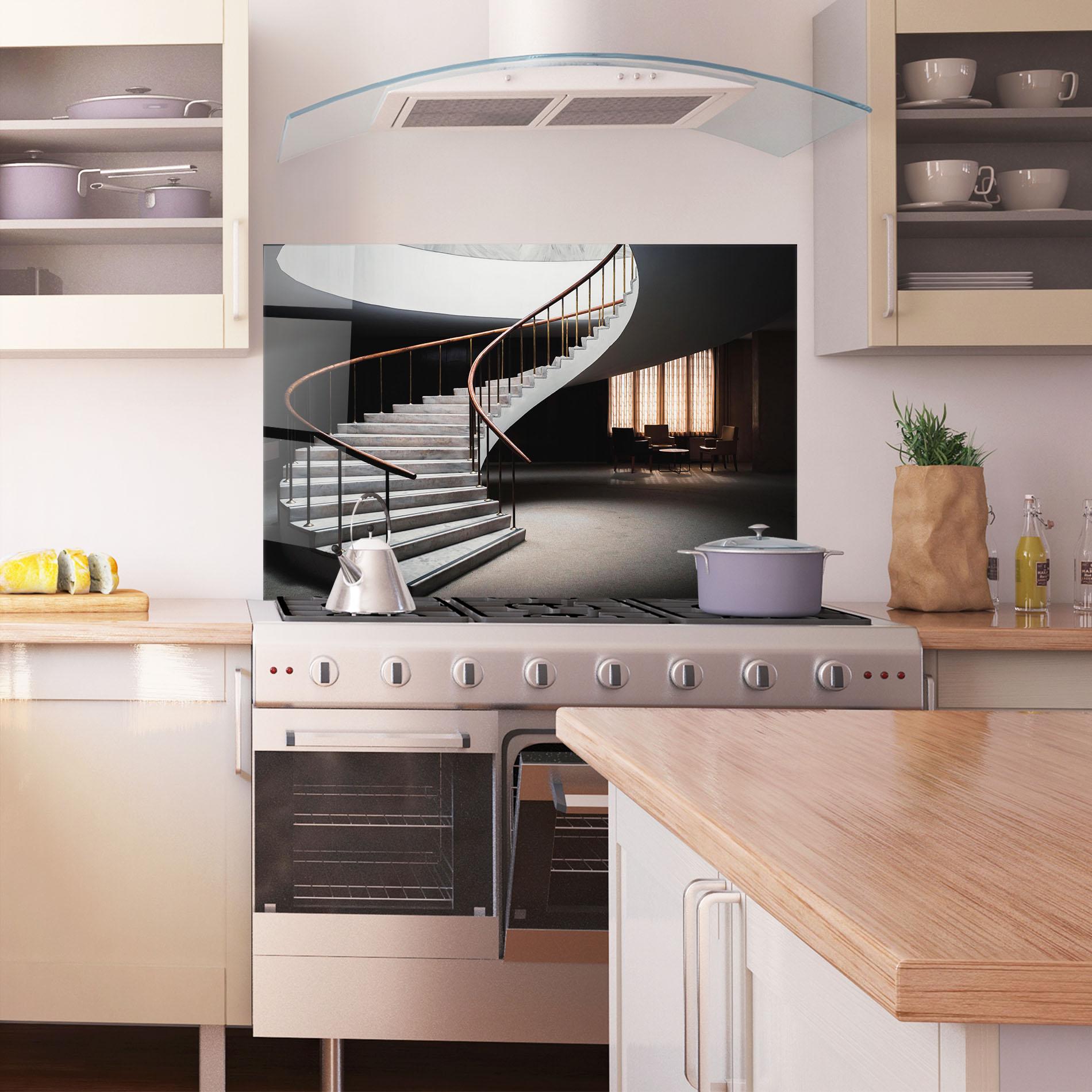 Panel Szklany do Kuchni Dark Room Stairs mockup 1