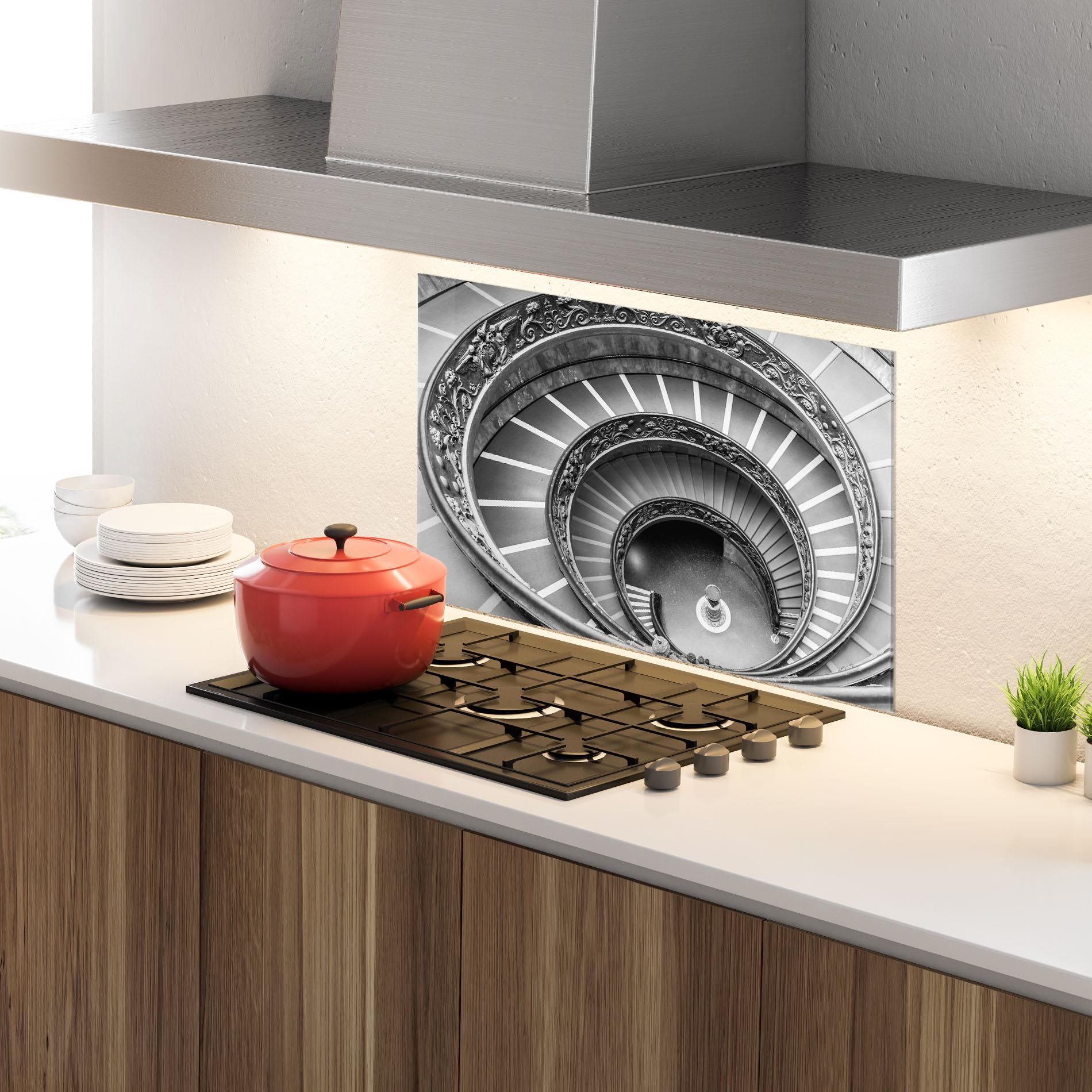 Panel Szklany do Kuchni Grey Spiral mockup 4