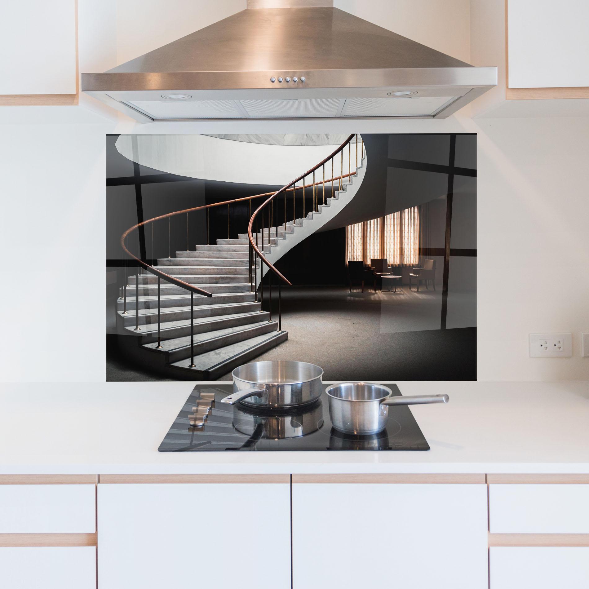 Panel Szklany do Kuchni Dark Room Stairs mockup 5
