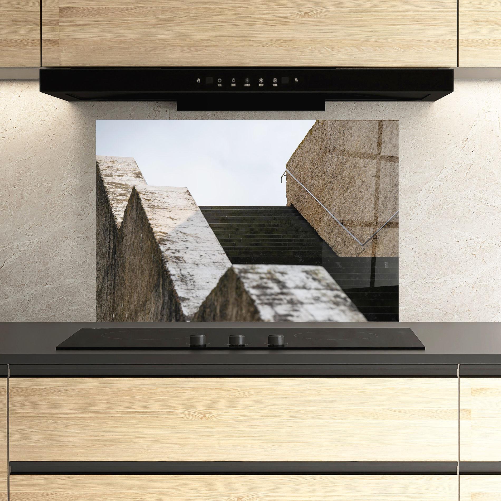 Panel Szklany do Kuchni Black Stairs mockup 3