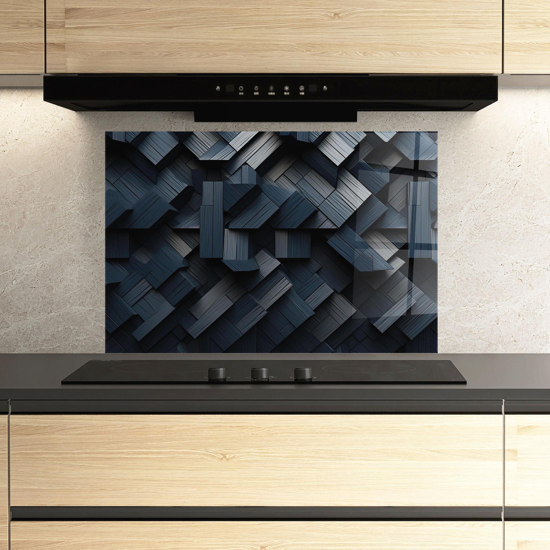 Panel Szklany do Kuchni Dark Blue Wall mockup 3