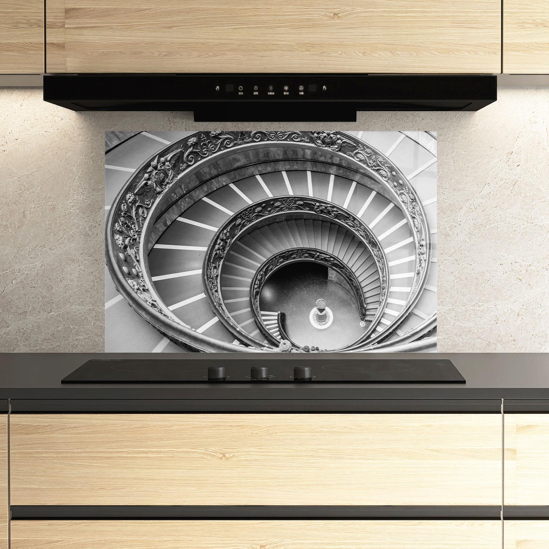 Panel Szklany do Kuchni Grey Spiral mockup 3