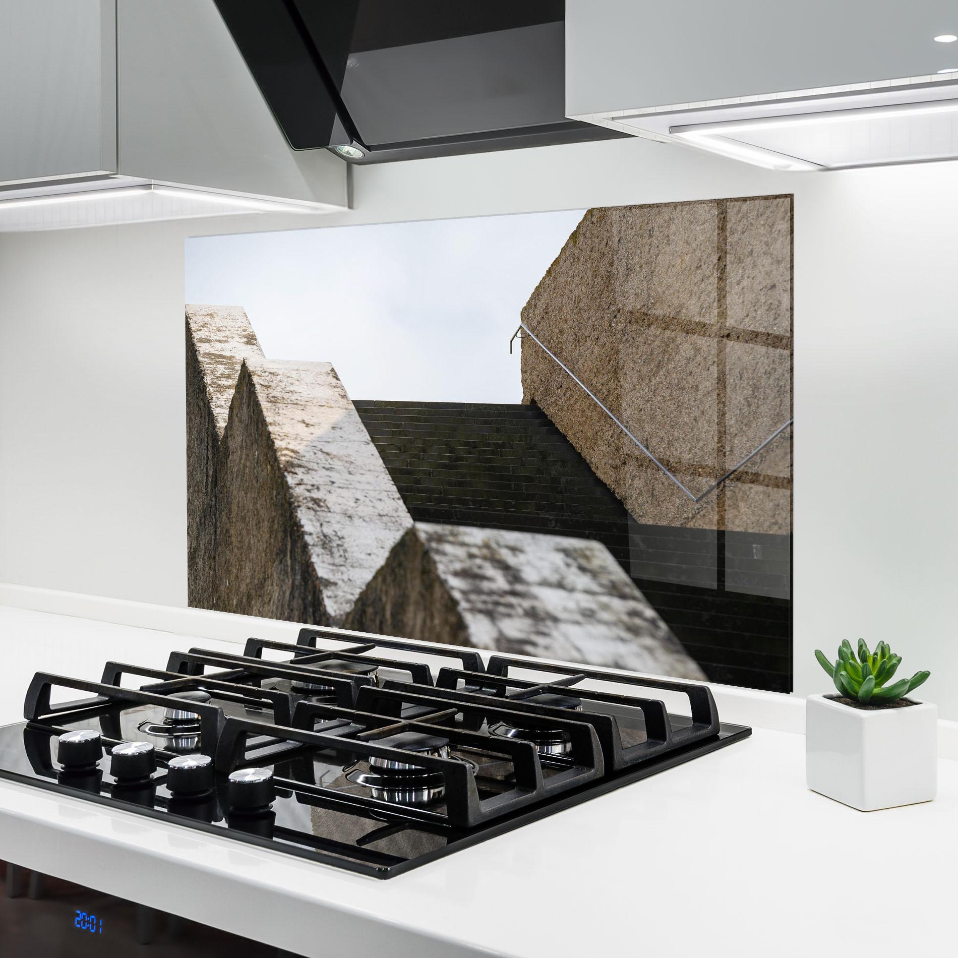 Panel Szklany do Kuchni Black Stairs mockup 6