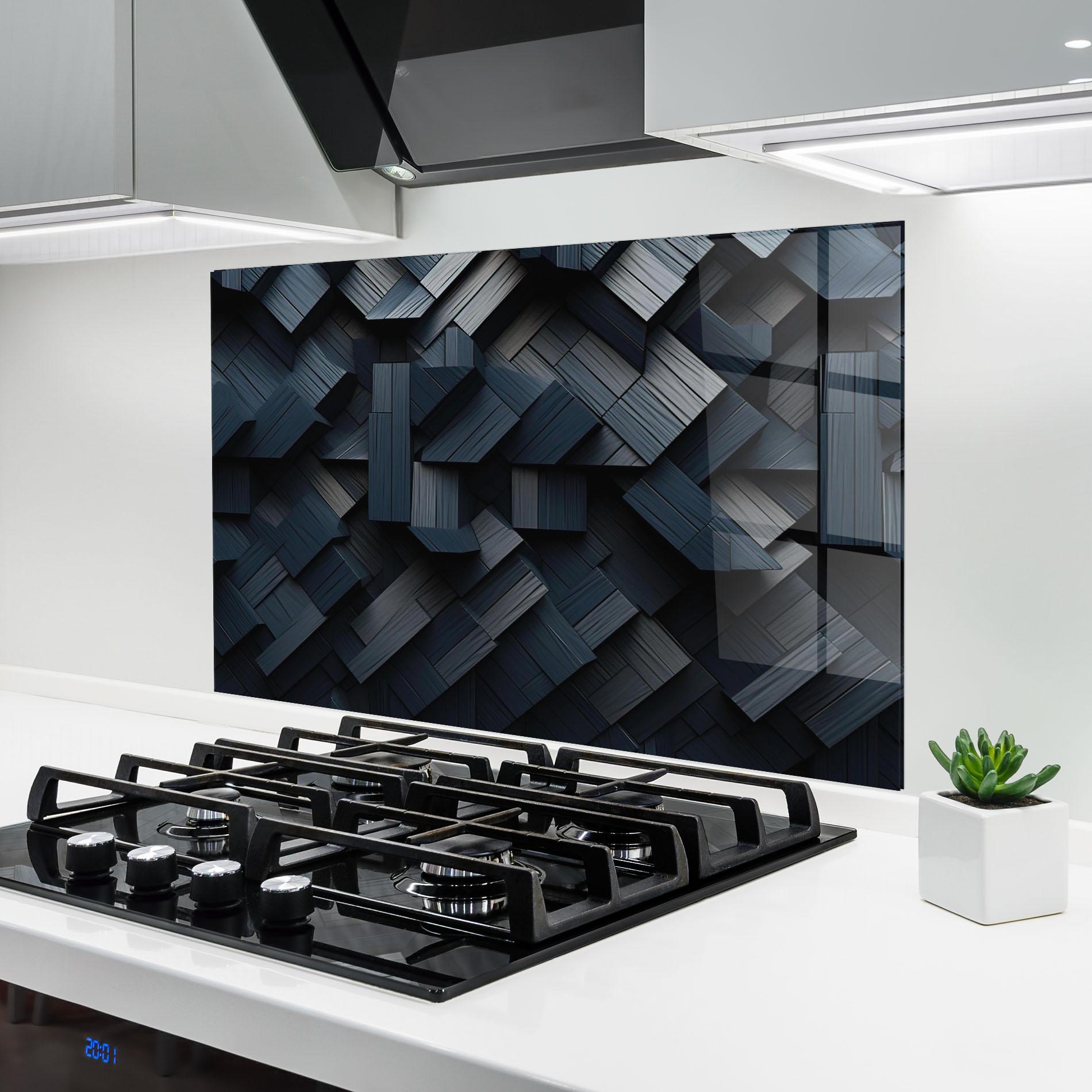 Panel Szklany do Kuchni Dark Blue Wall mockup 6