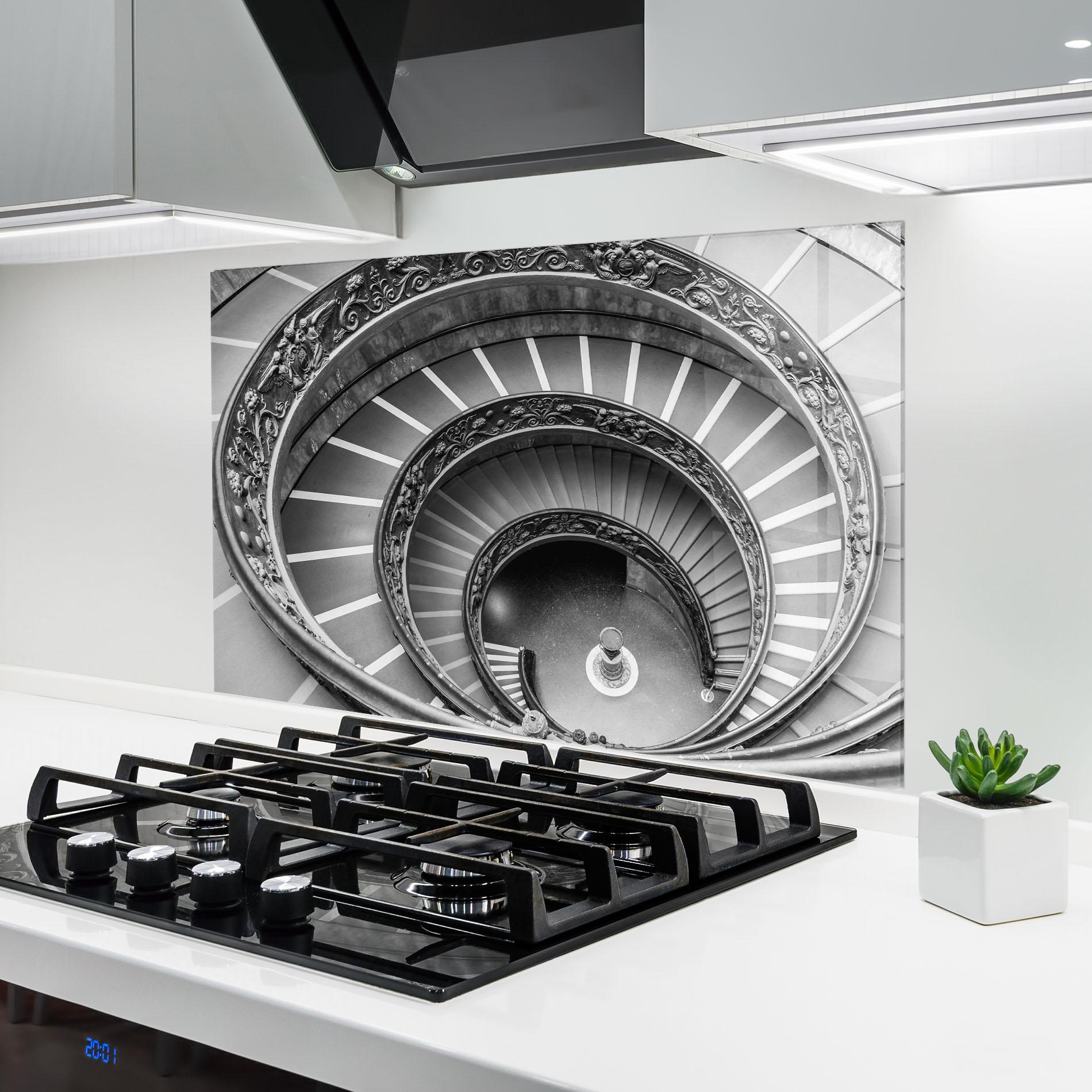 Panel Szklany do Kuchni Grey Spiral mockup 6