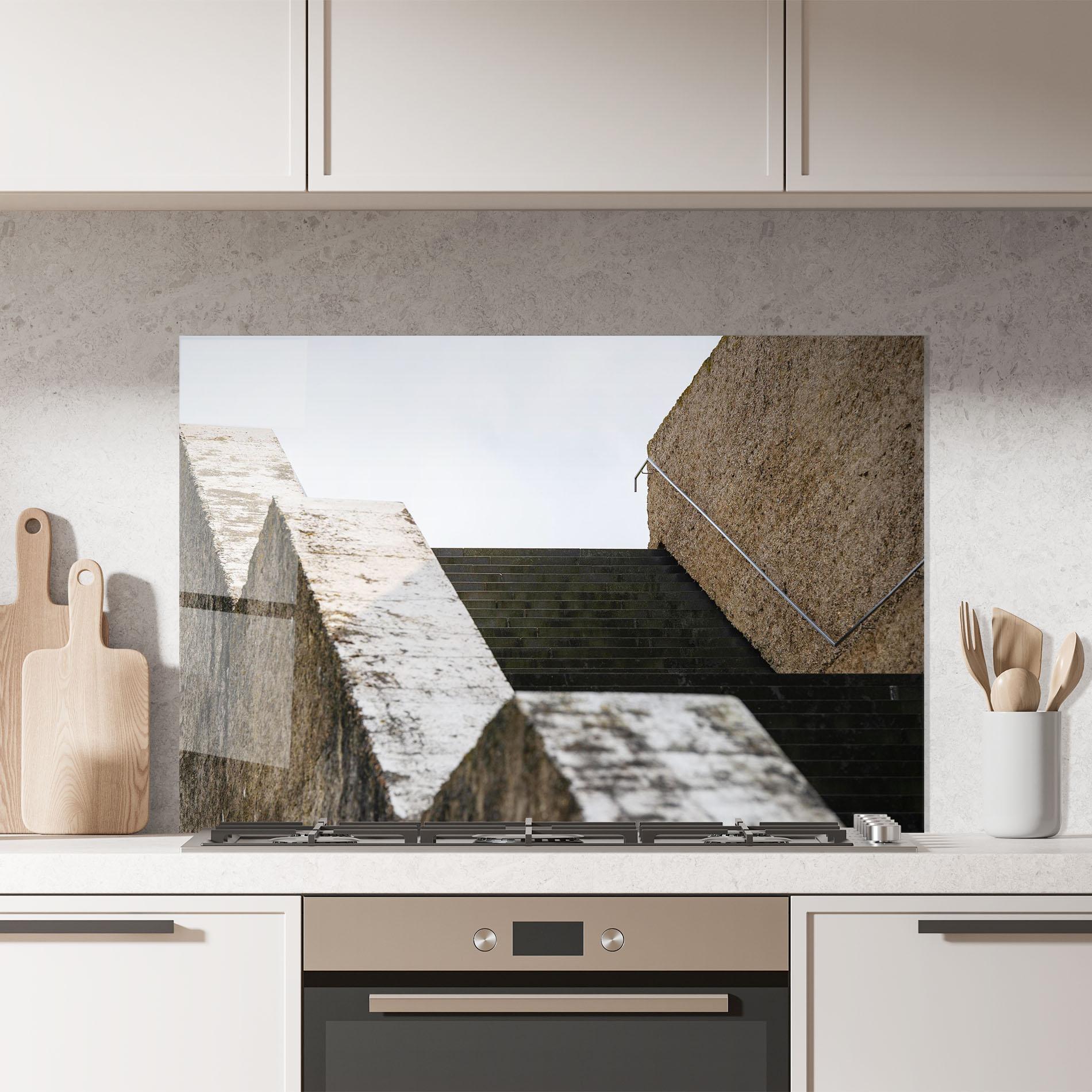 Panel Szklany do Kuchni Black Stairs mockup 7