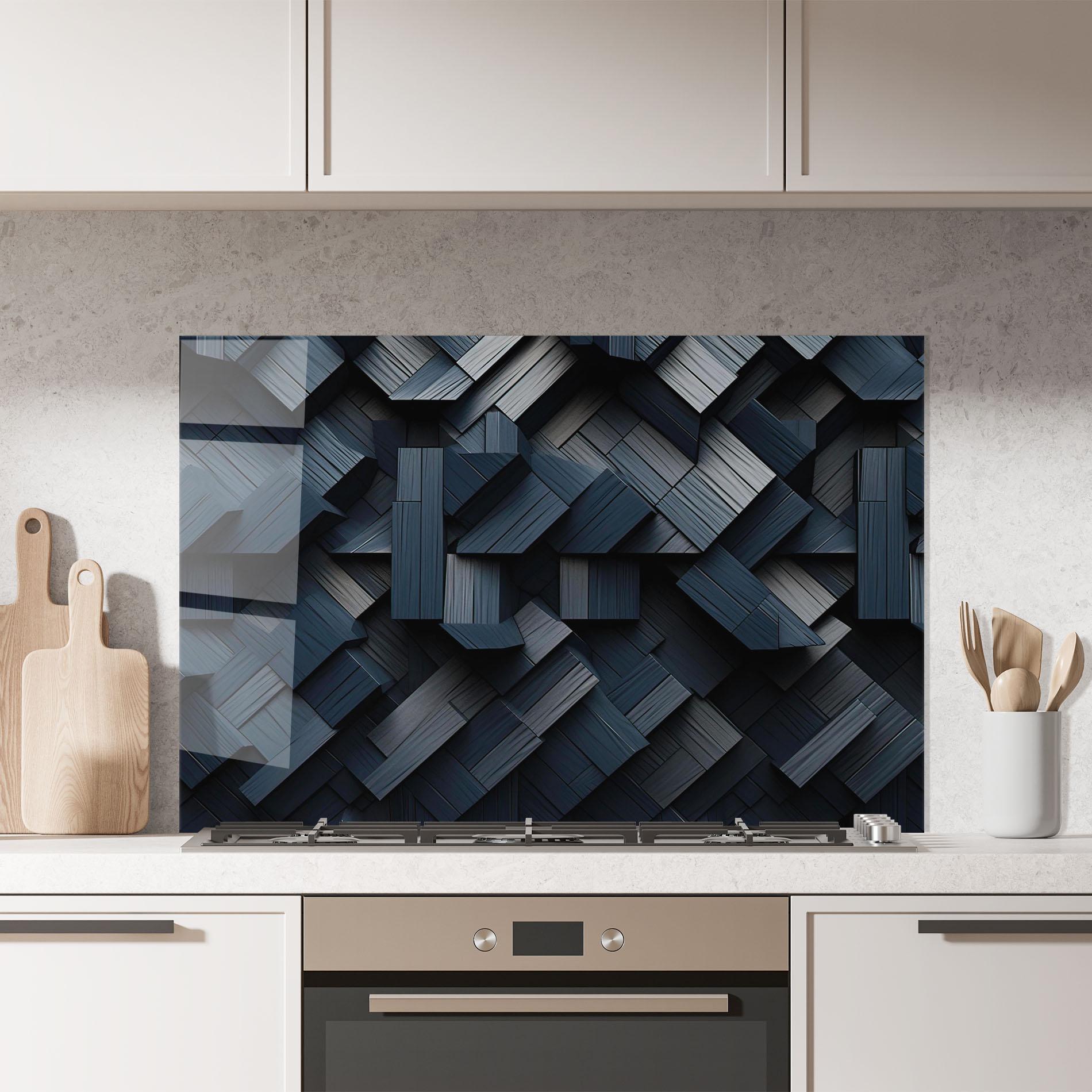 Panel Szklany do Kuchni Dark Blue Wall mockup 7