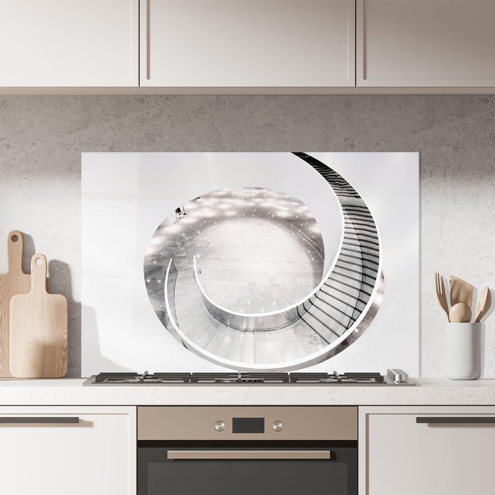 Panel Szklany do Kuchni Light Grey Spiral mockup 7