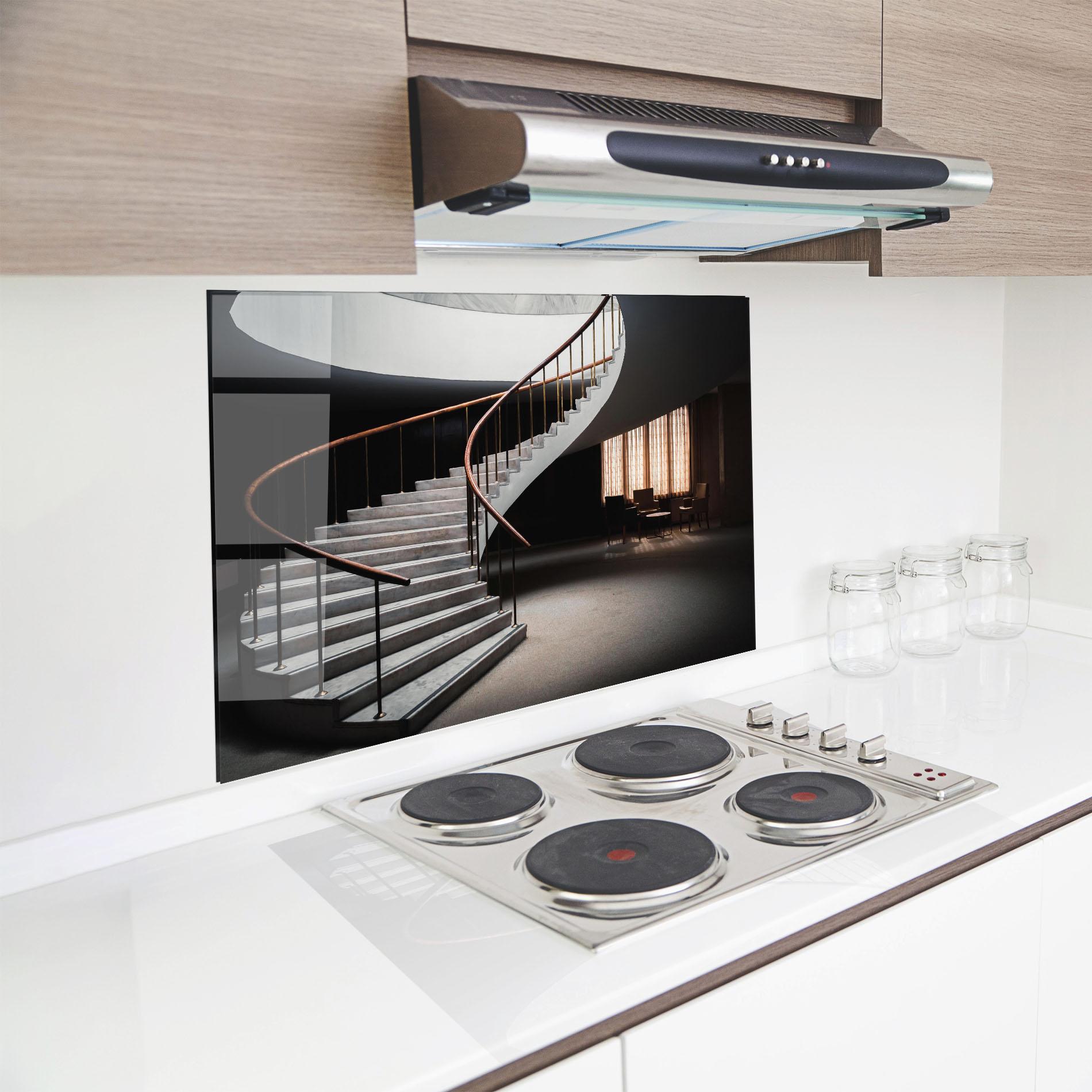 Panel Szklany do Kuchni Dark Room Stairs mockup 8