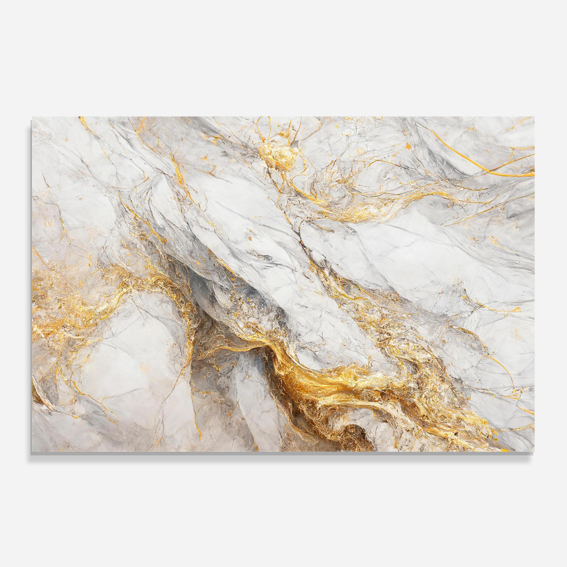 Panel Szklany do Kuchni Gold Liquid Grey Marble mockup 0