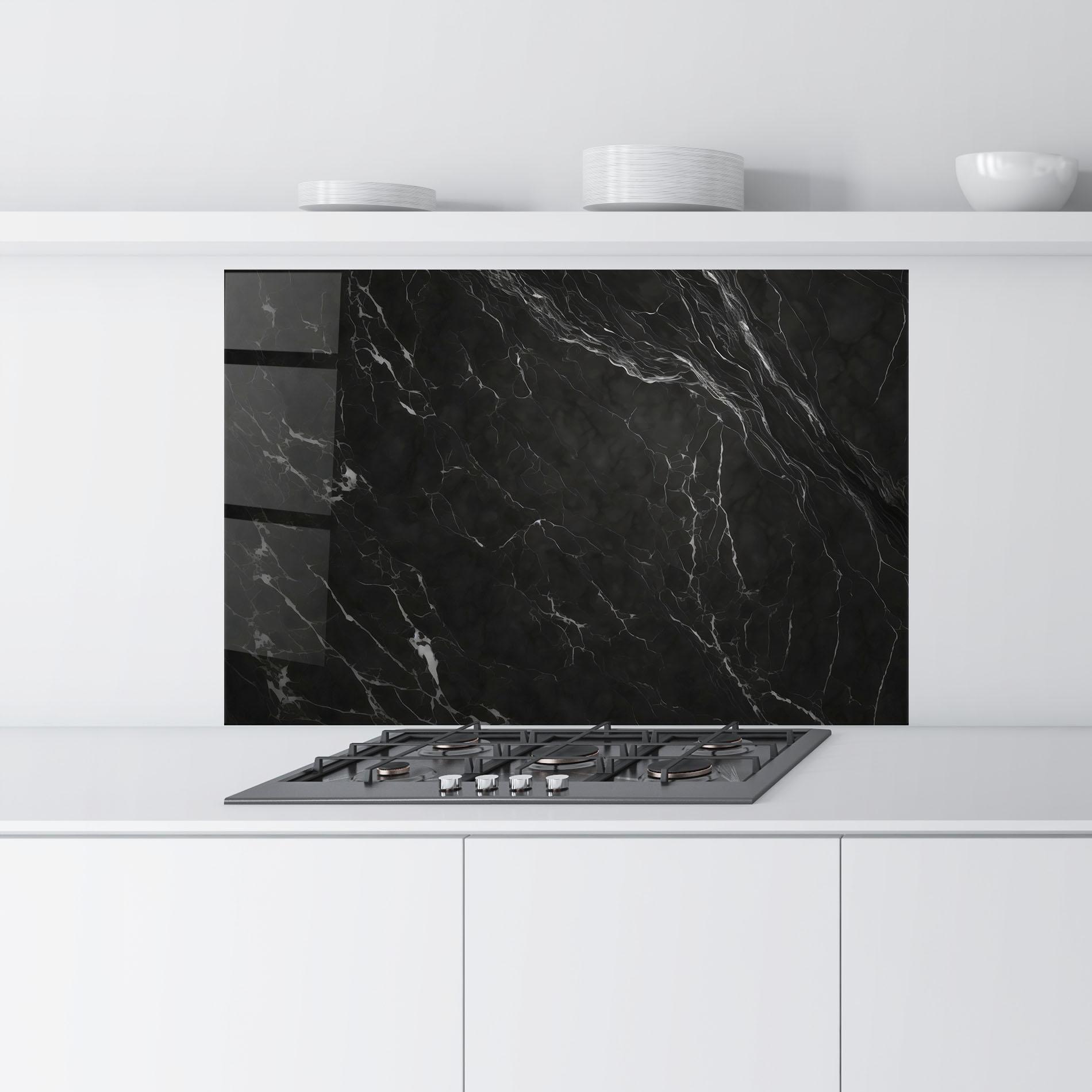 Panel Szklany do Kuchni Black Marble mockup 9