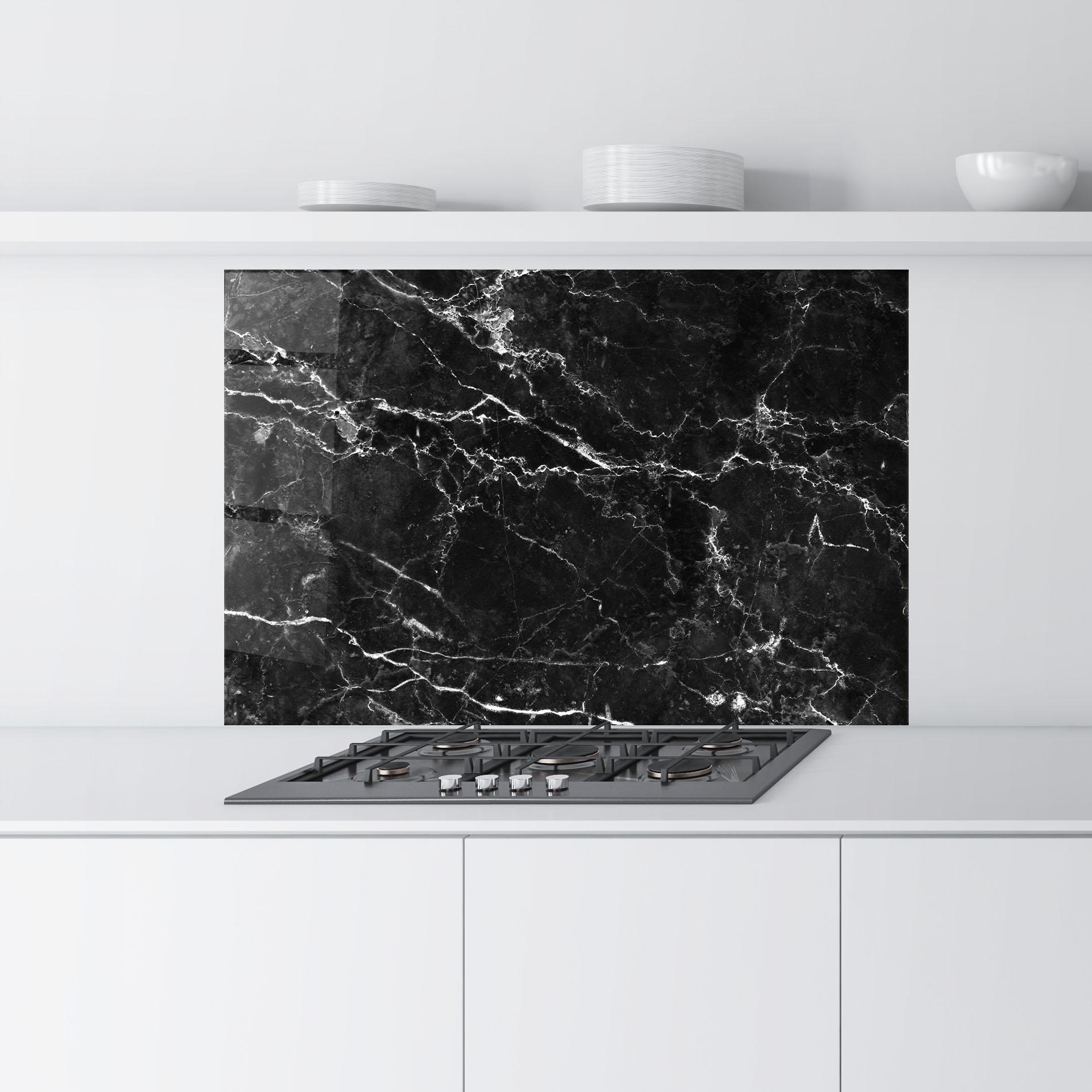 Panel Szklany do Kuchni Black White Marble mockup 9