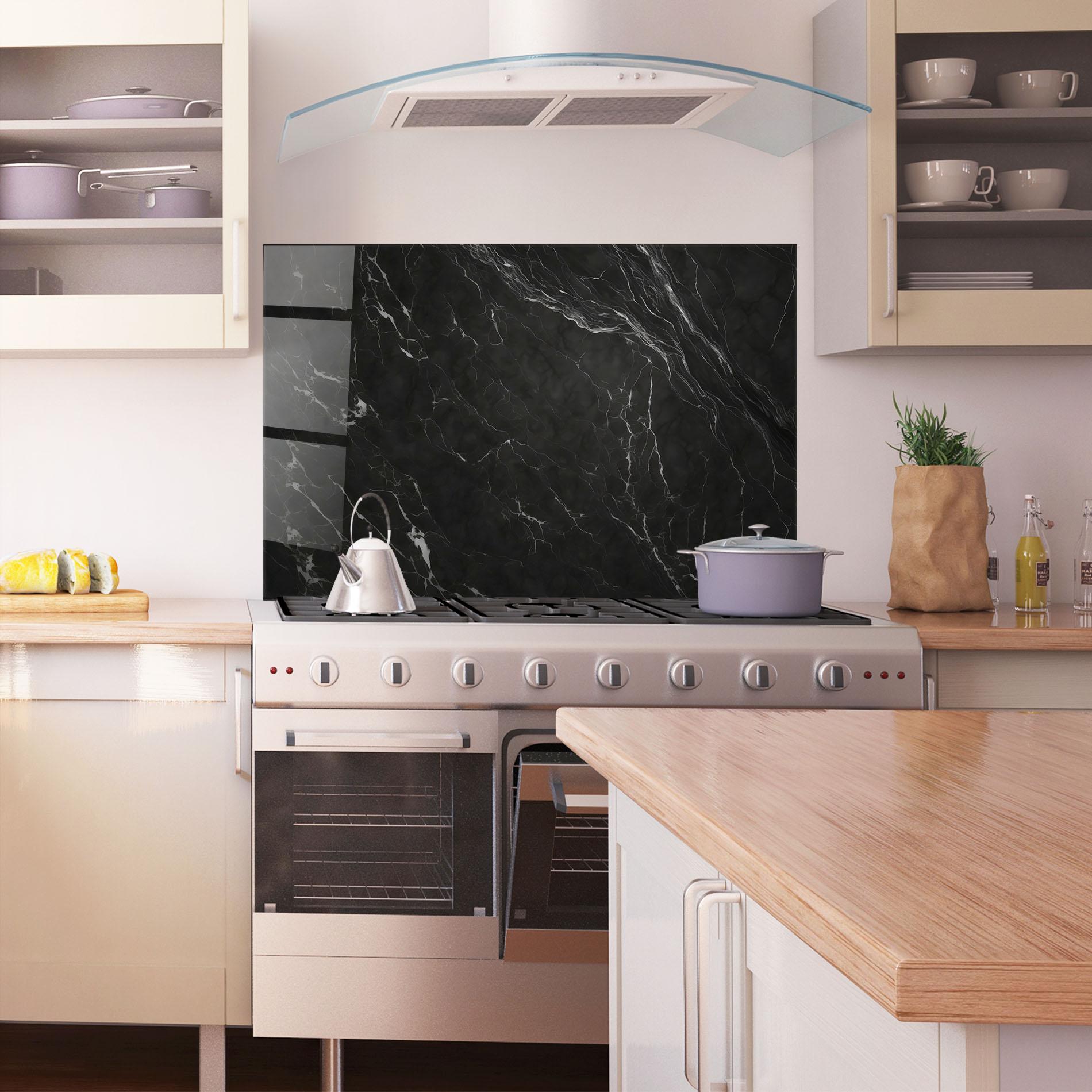 Panel Szklany do Kuchni Black Marble mockup 1