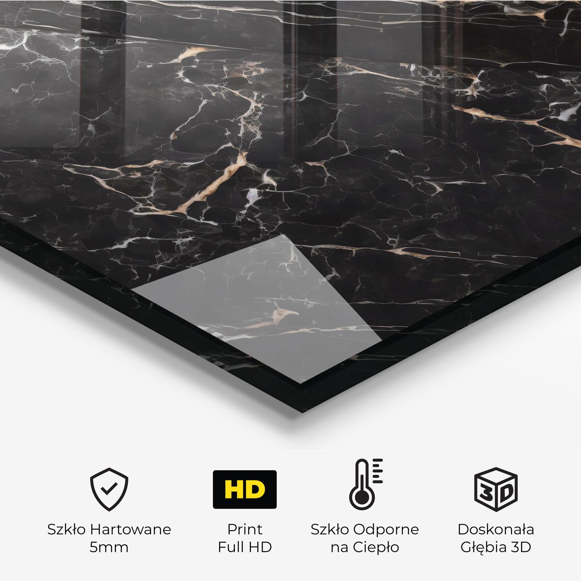 Panel Szklany do Kuchni Black Brown Marble mockup 2