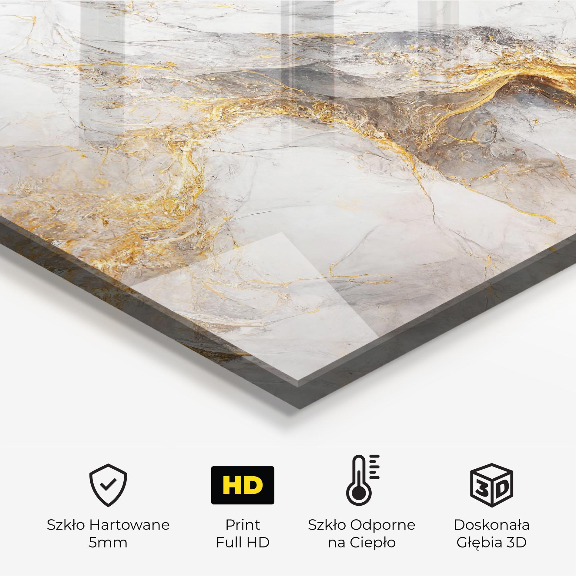 Panel Szklany do Kuchni Gold Liquid Grey Marble mockup 2