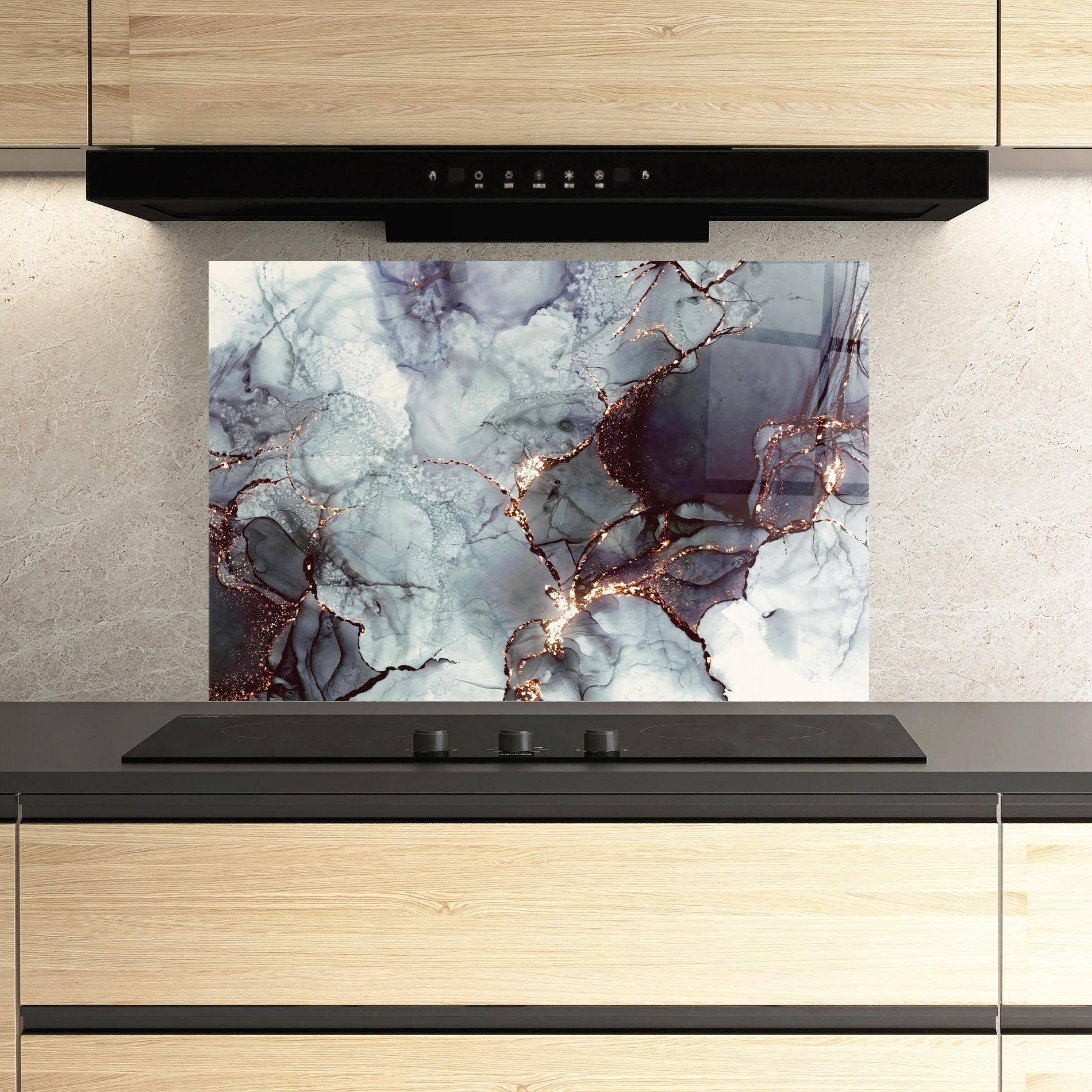 Panel Szklany do Kuchni Abstract Gold Path mockup 3