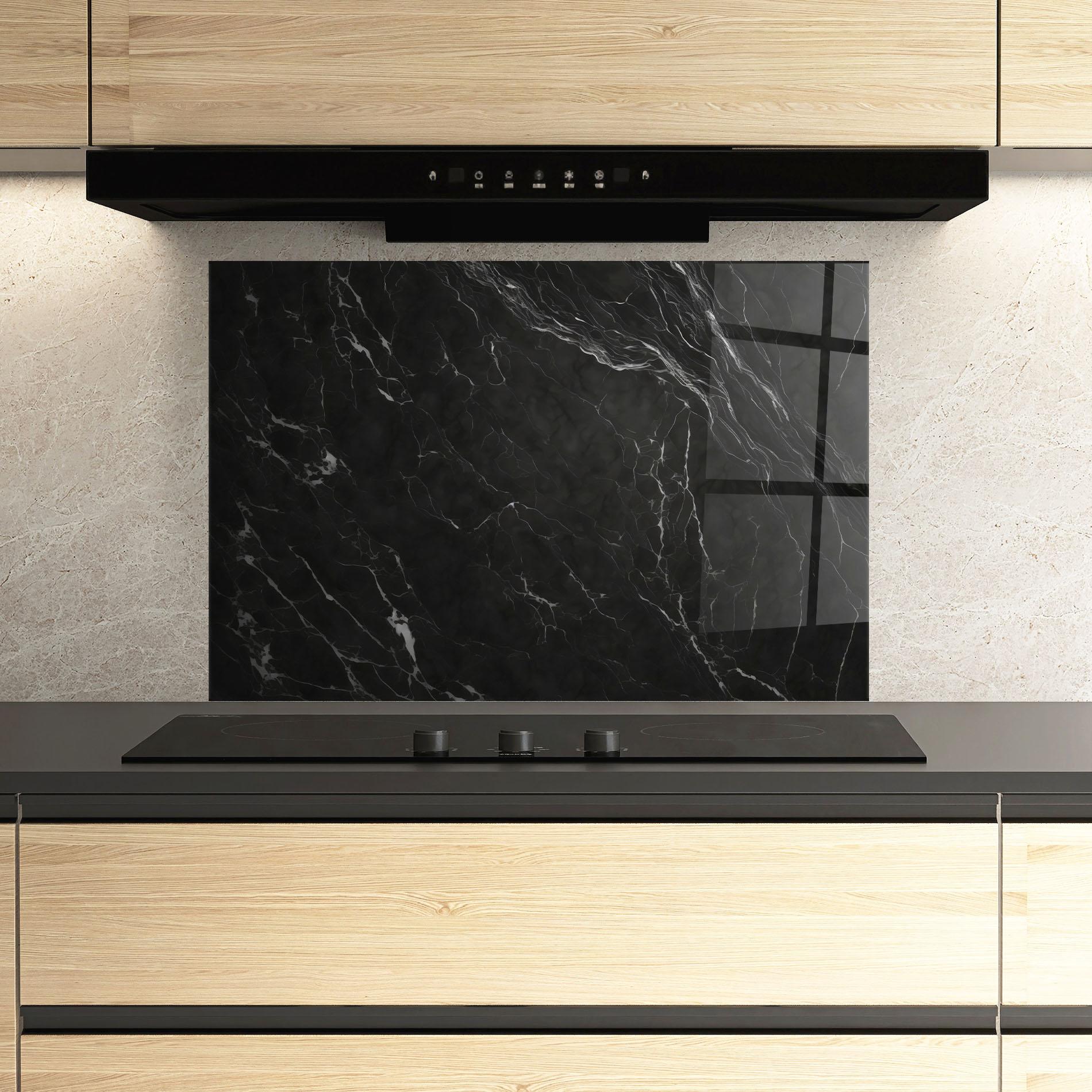Panel Szklany do Kuchni Black Marble mockup 3