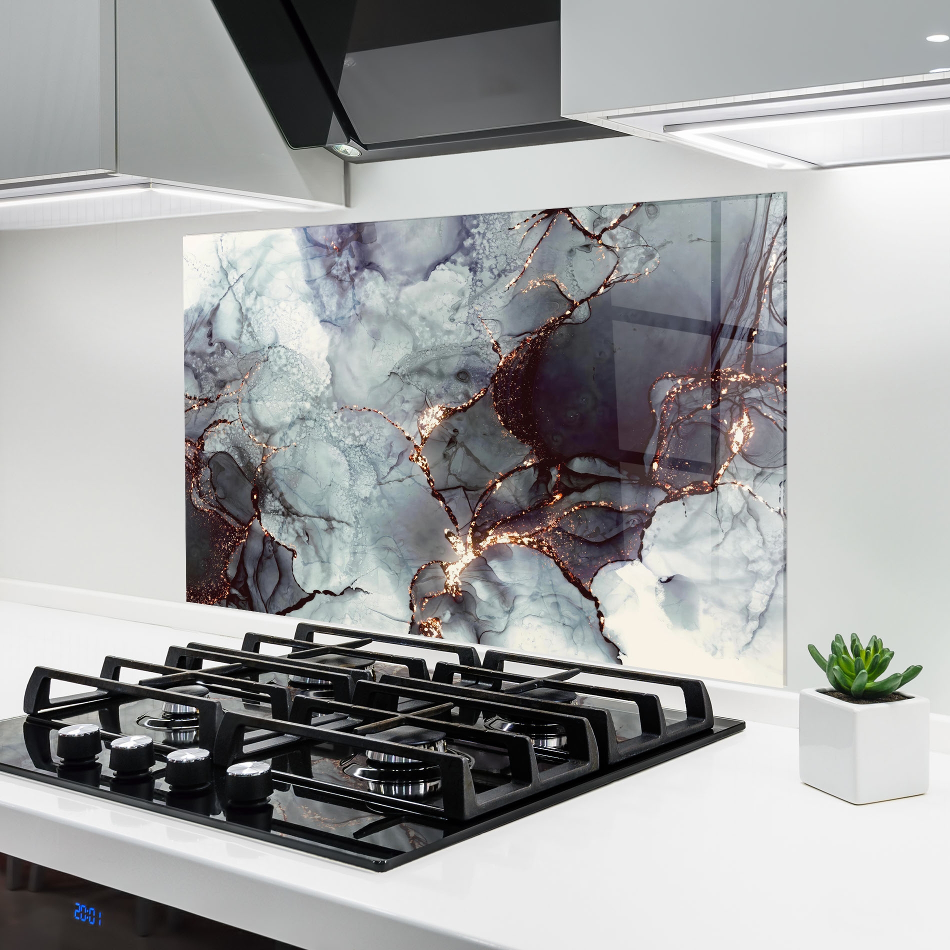 Panel Szklany Do Kuchni Abstract Gold Path