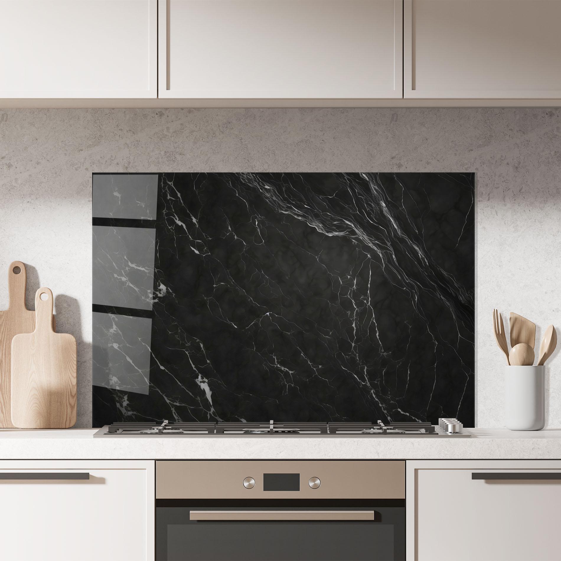 Panel Szklany do Kuchni Black Marble mockup 7