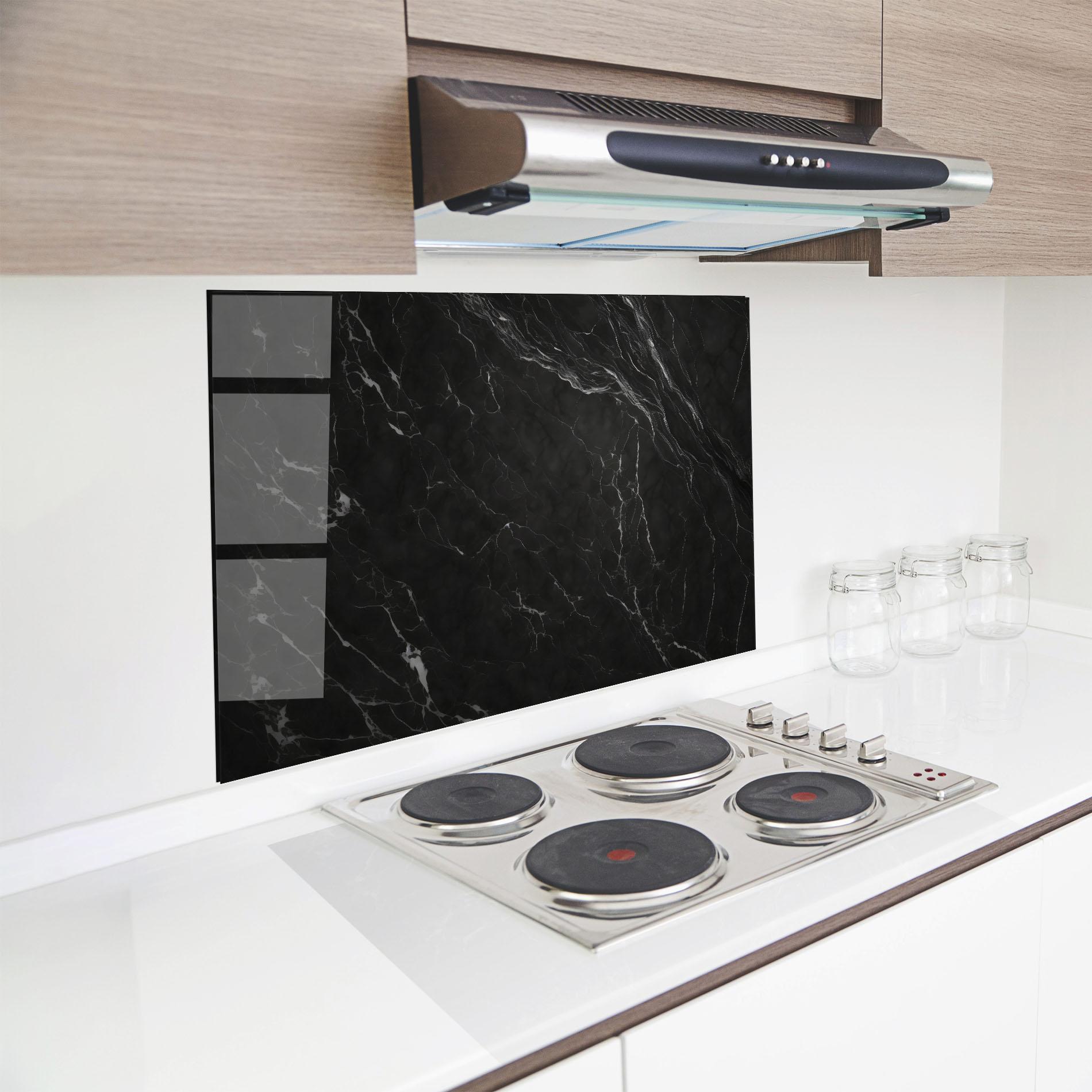Panel Szklany do Kuchni Black Marble mockup 8