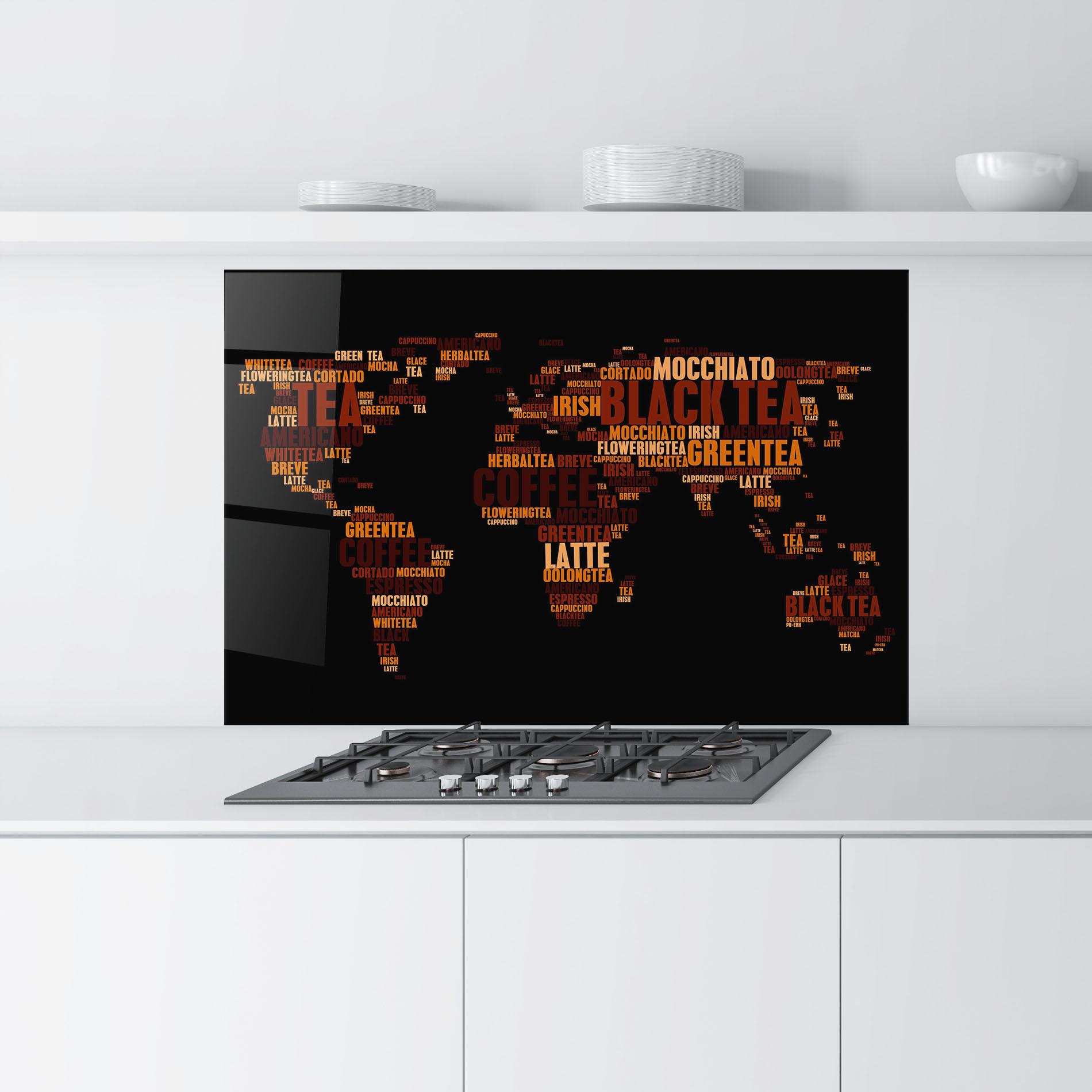 Panel Szklany do Kuchni Coffee Black Map mockup 9