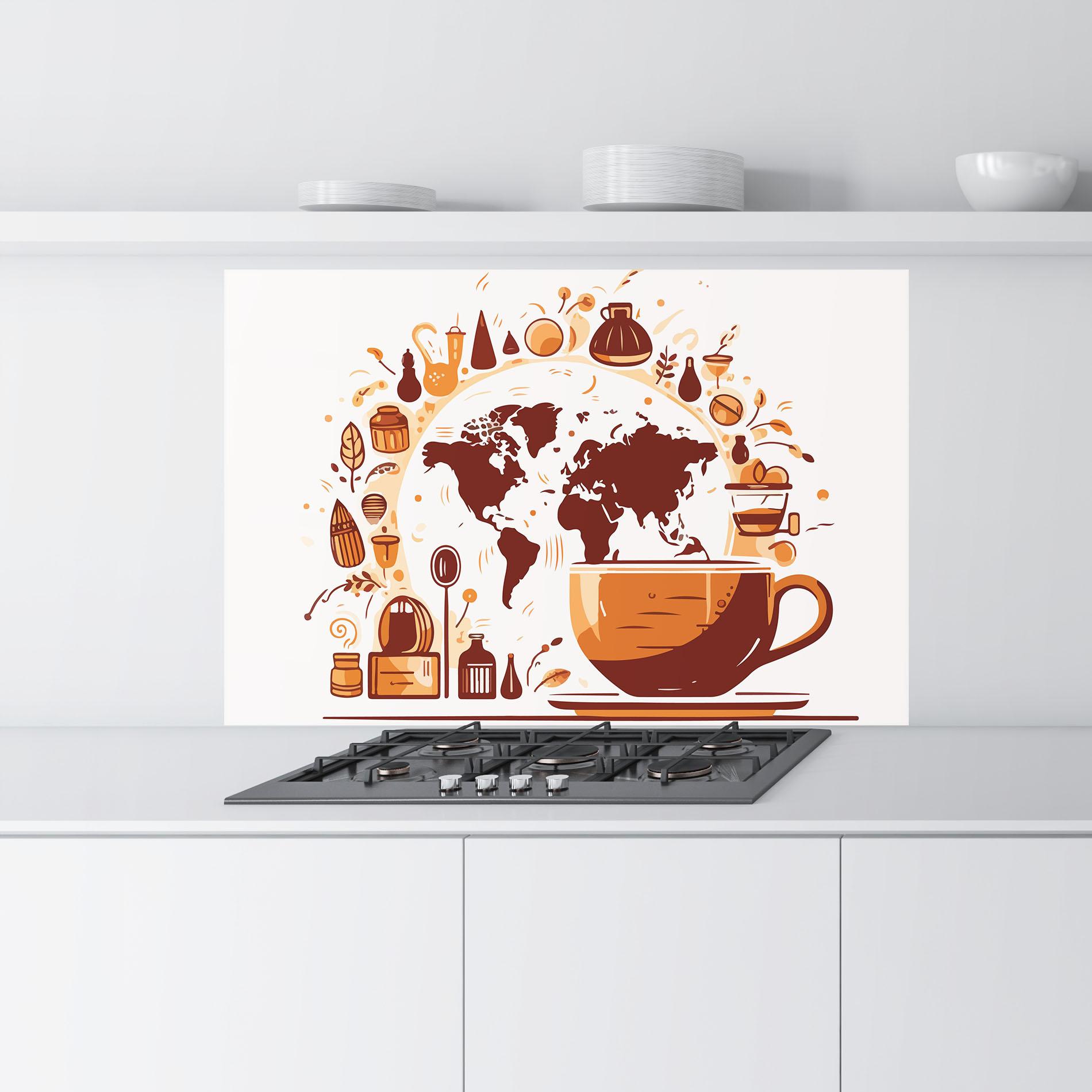 Panel Szklany do Kuchni Coffee Map mockup 9