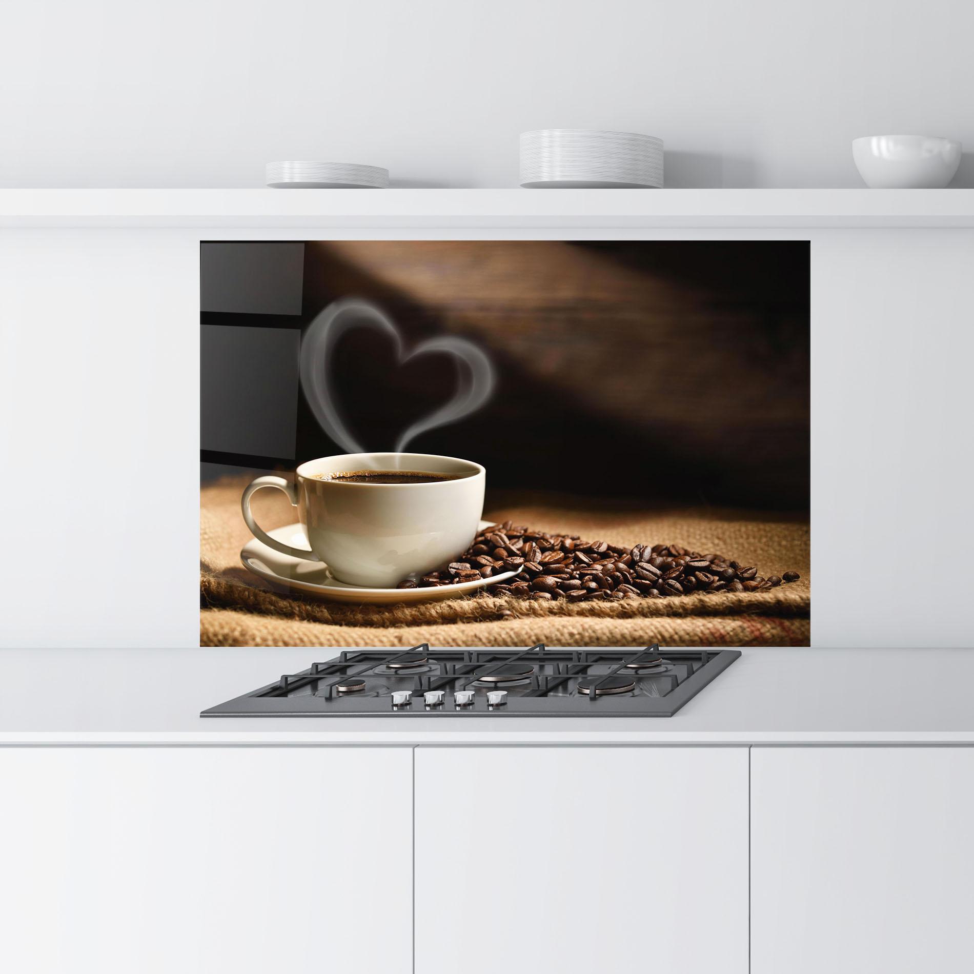 Panel Szklany do Kuchni Heart Coffee Smoke mockup 9