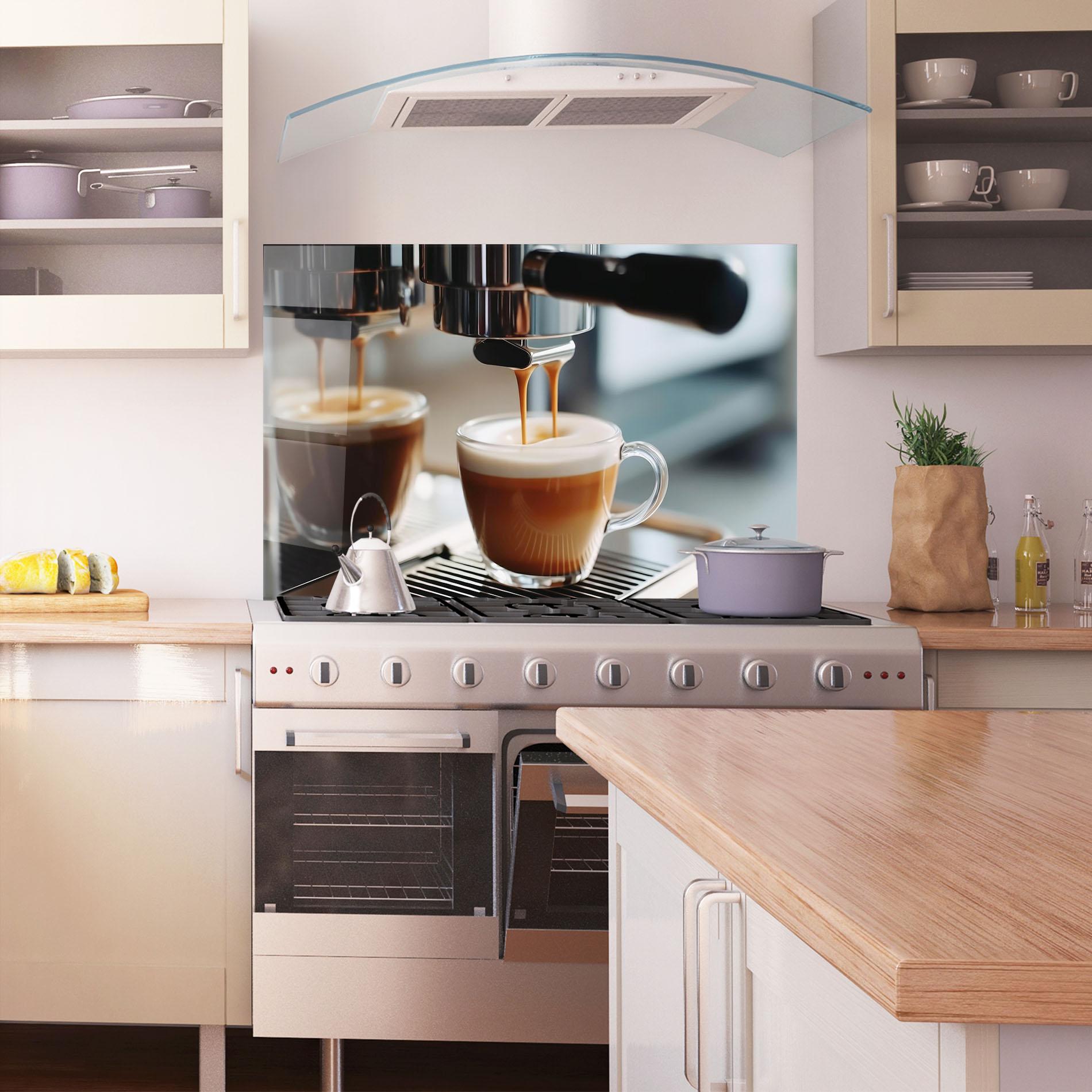 Panel Szklany do Kuchni Close Up Coffee Machine mockup 1