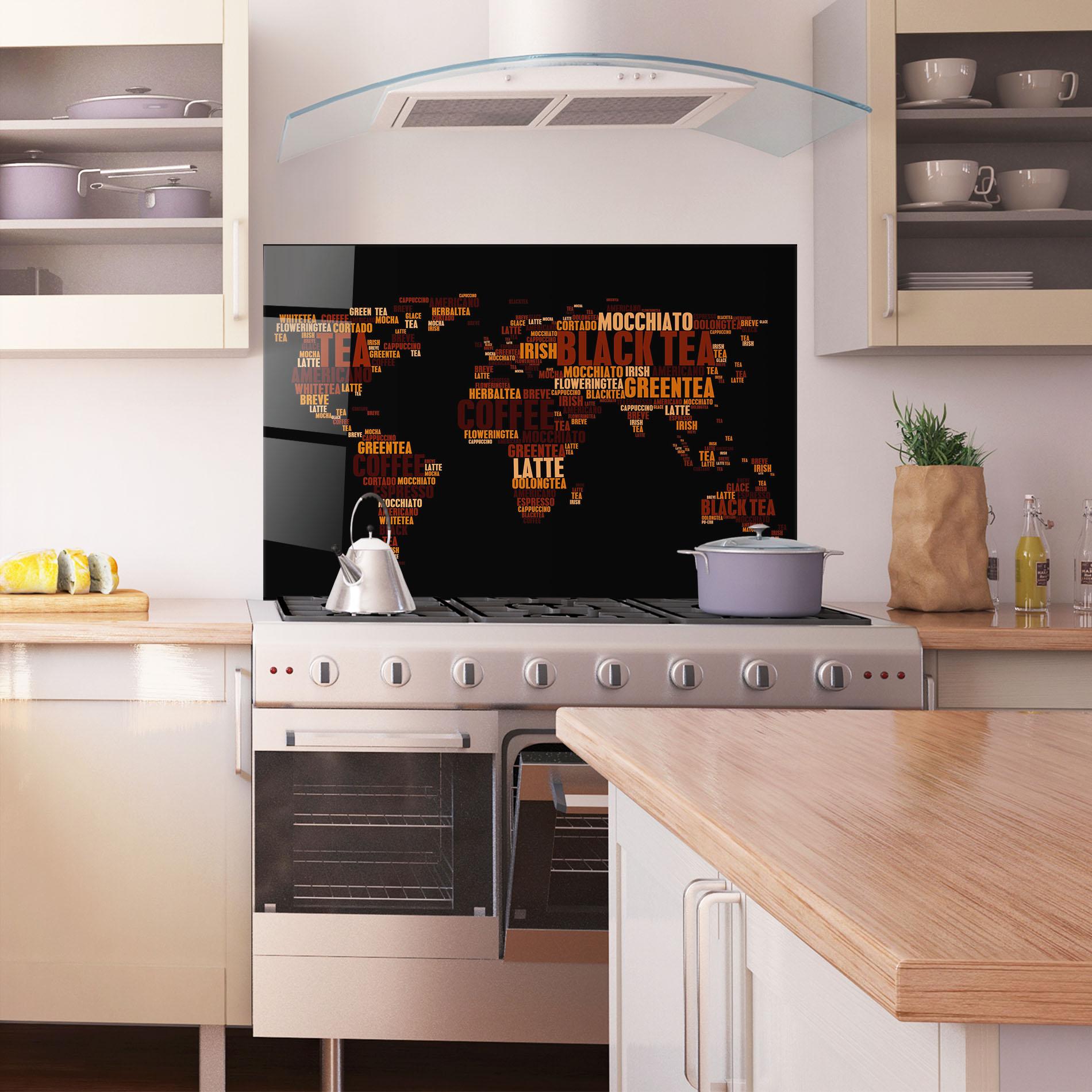 Panel Szklany do Kuchni Coffee Black Map mockup 1