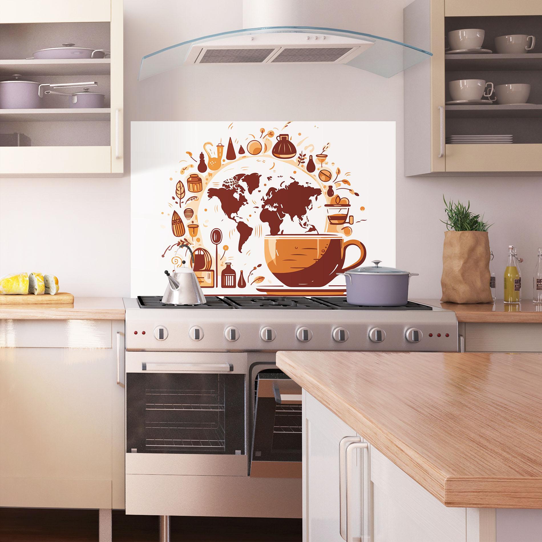 Panel Szklany do Kuchni Coffee Map mockup 1