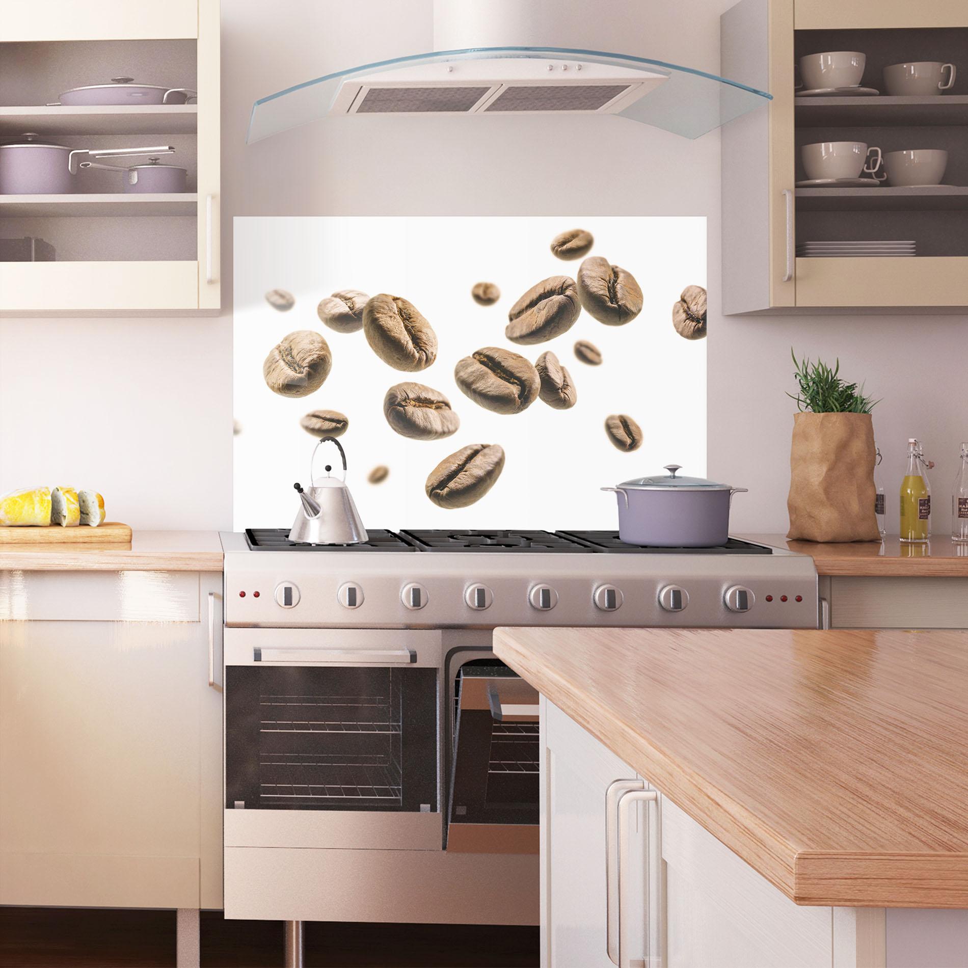 Panel Szklany do Kuchni Floating Coffee Beans mockup 1