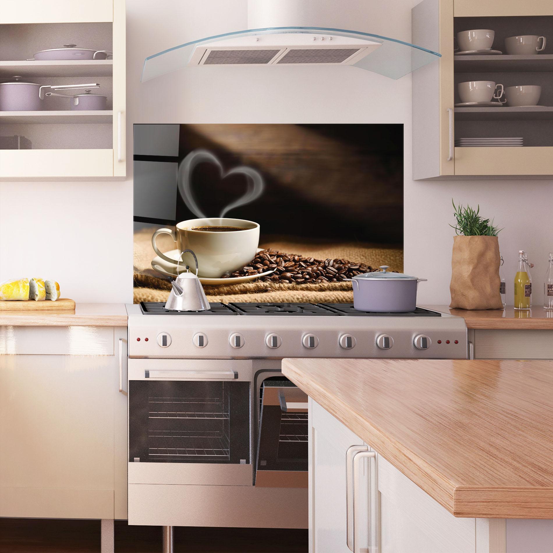 Panel Szklany do Kuchni Heart Coffee Smoke mockup 1