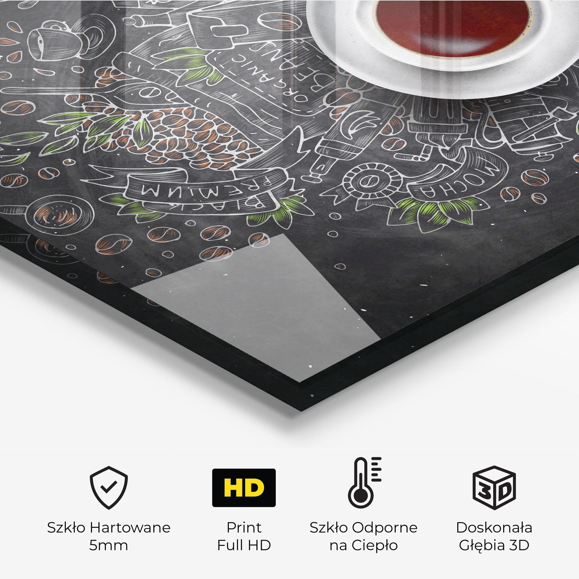 Panel Szklany do Kuchni Black Board Coffee mockup 2